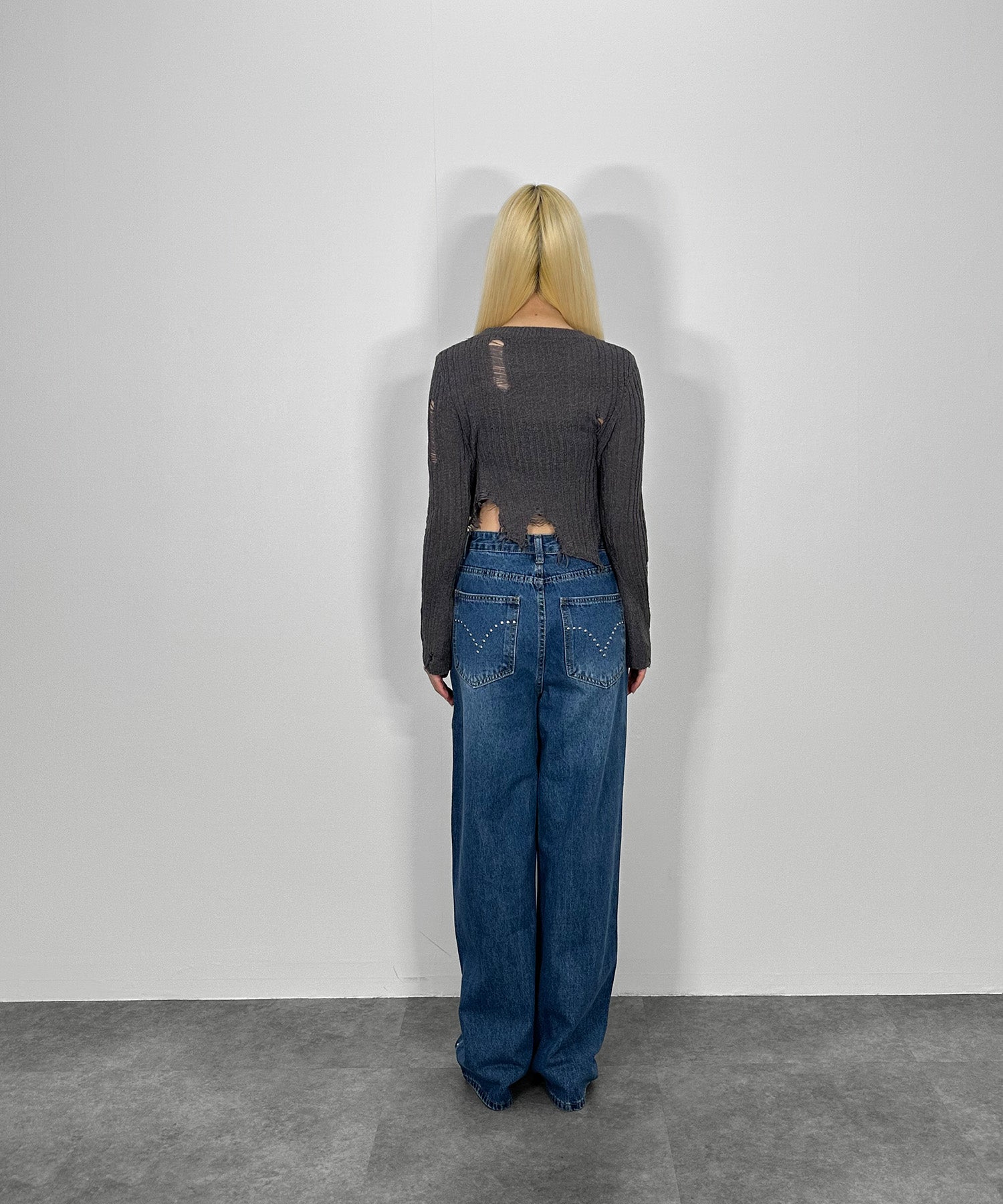 アシンメトリーダメージニット