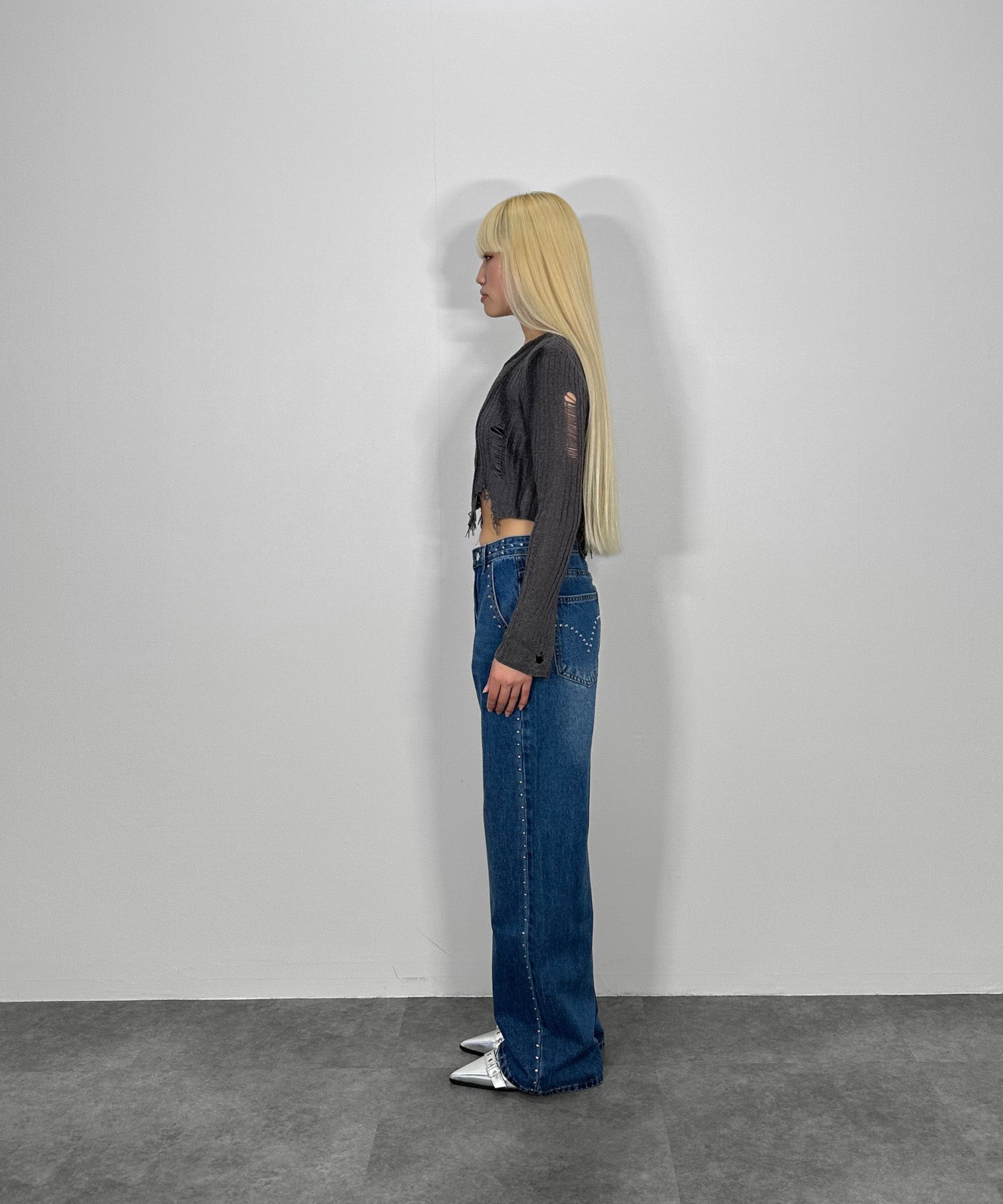 アシンメトリーダメージニット