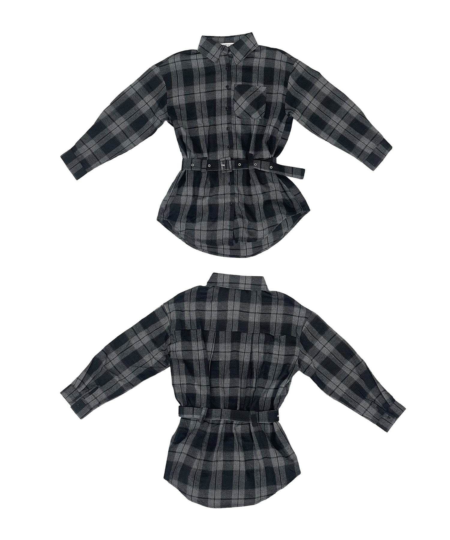 ベルトチェックシャツ