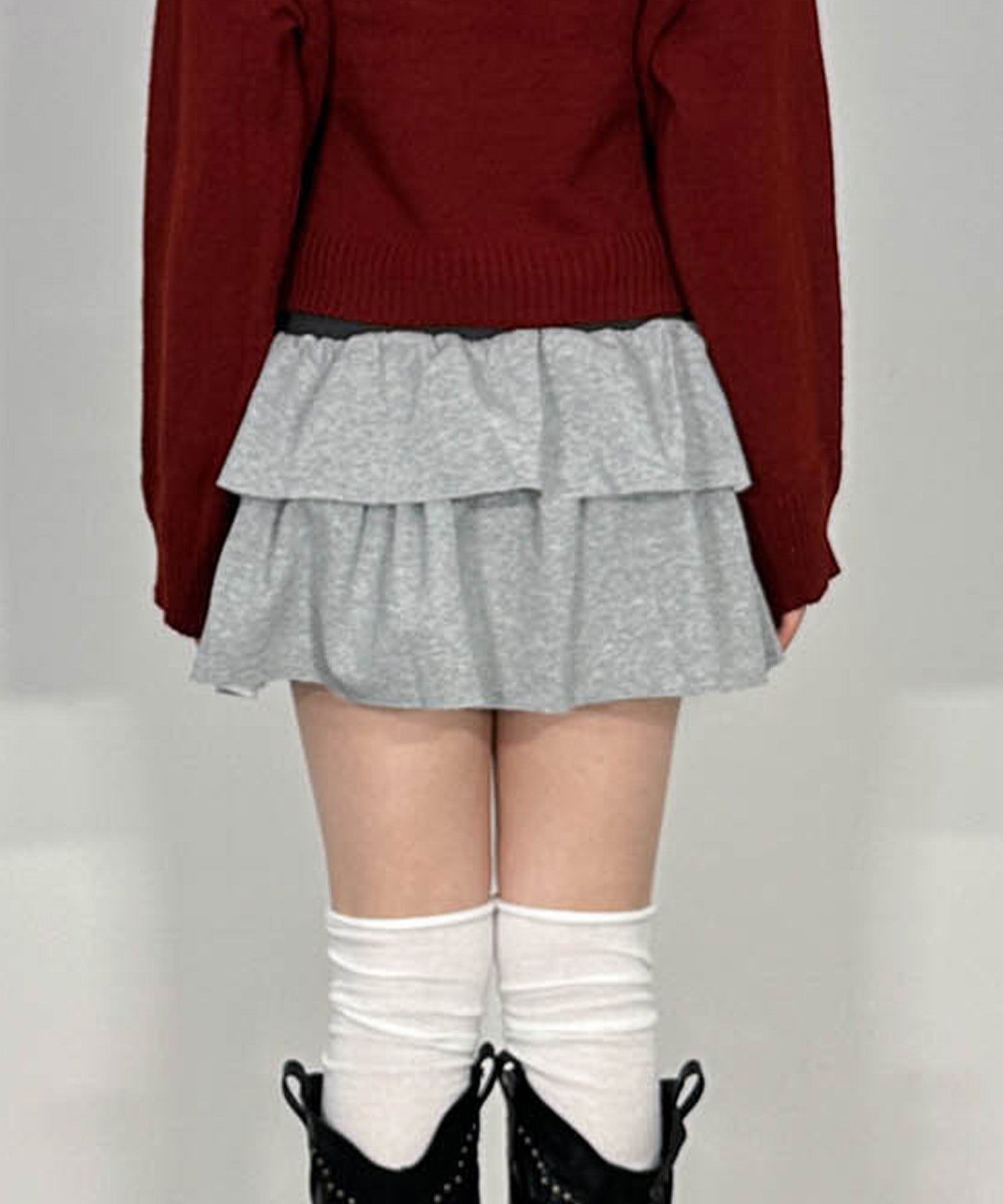 バイカラーフリルスウェットミニスカート