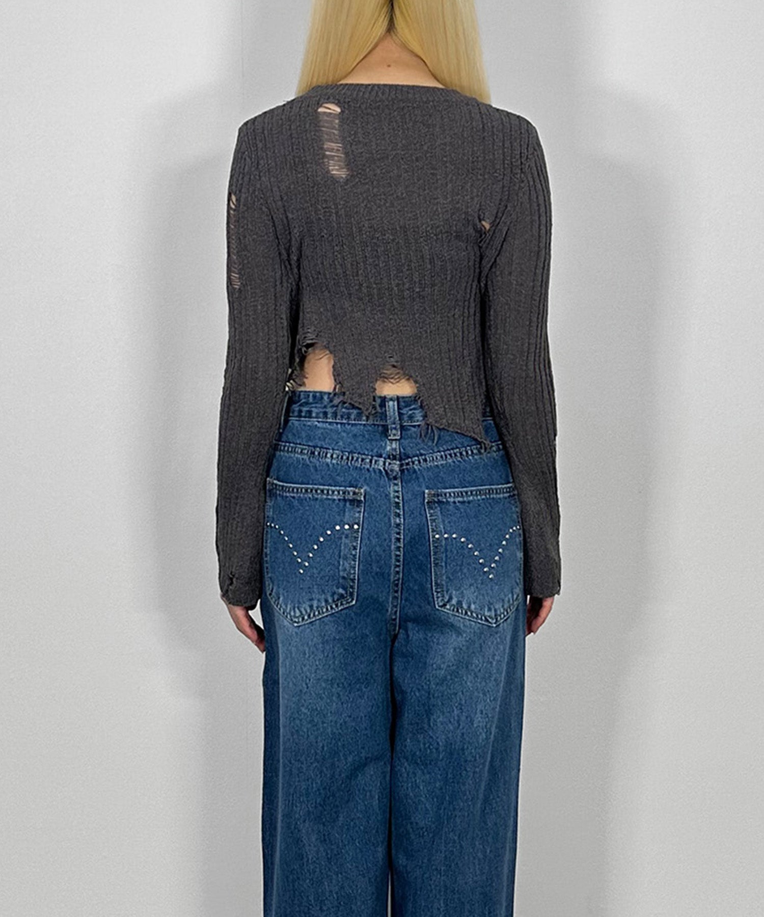 アシンメトリーダメージニット