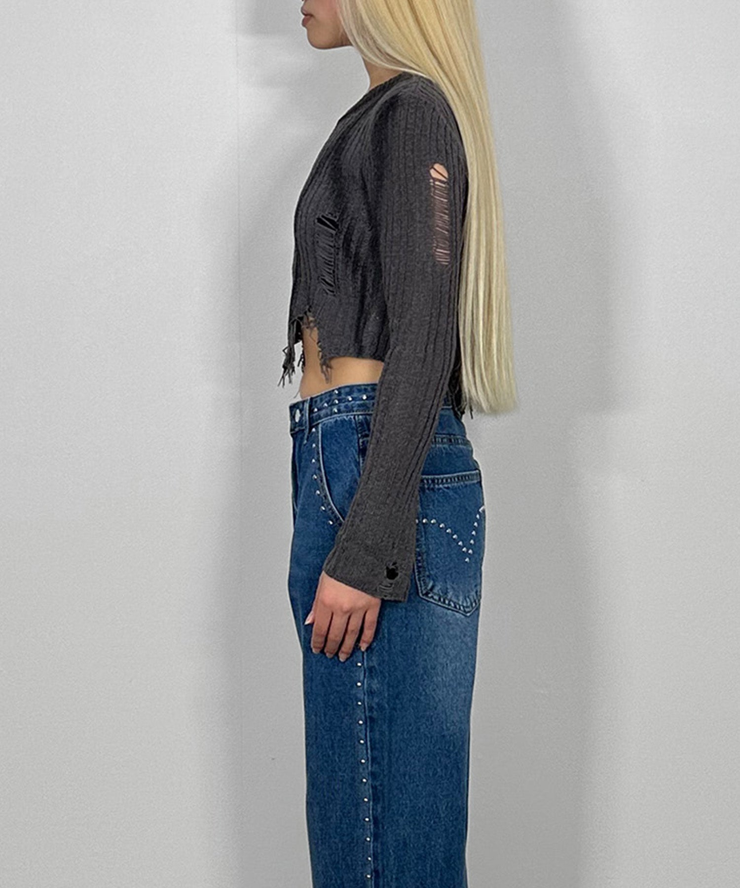 アシンメトリーダメージニット