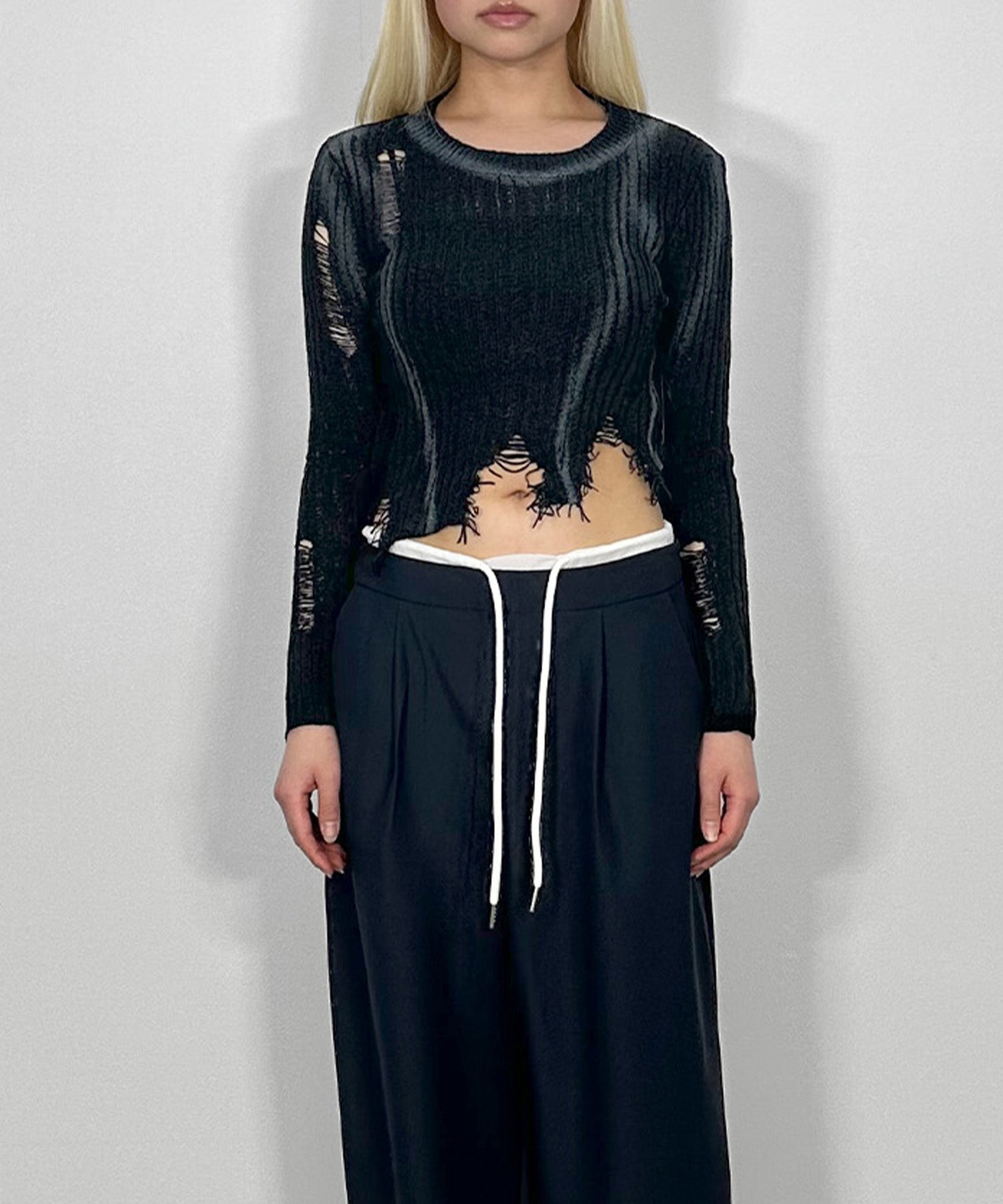 アシンメトリーダメージニット