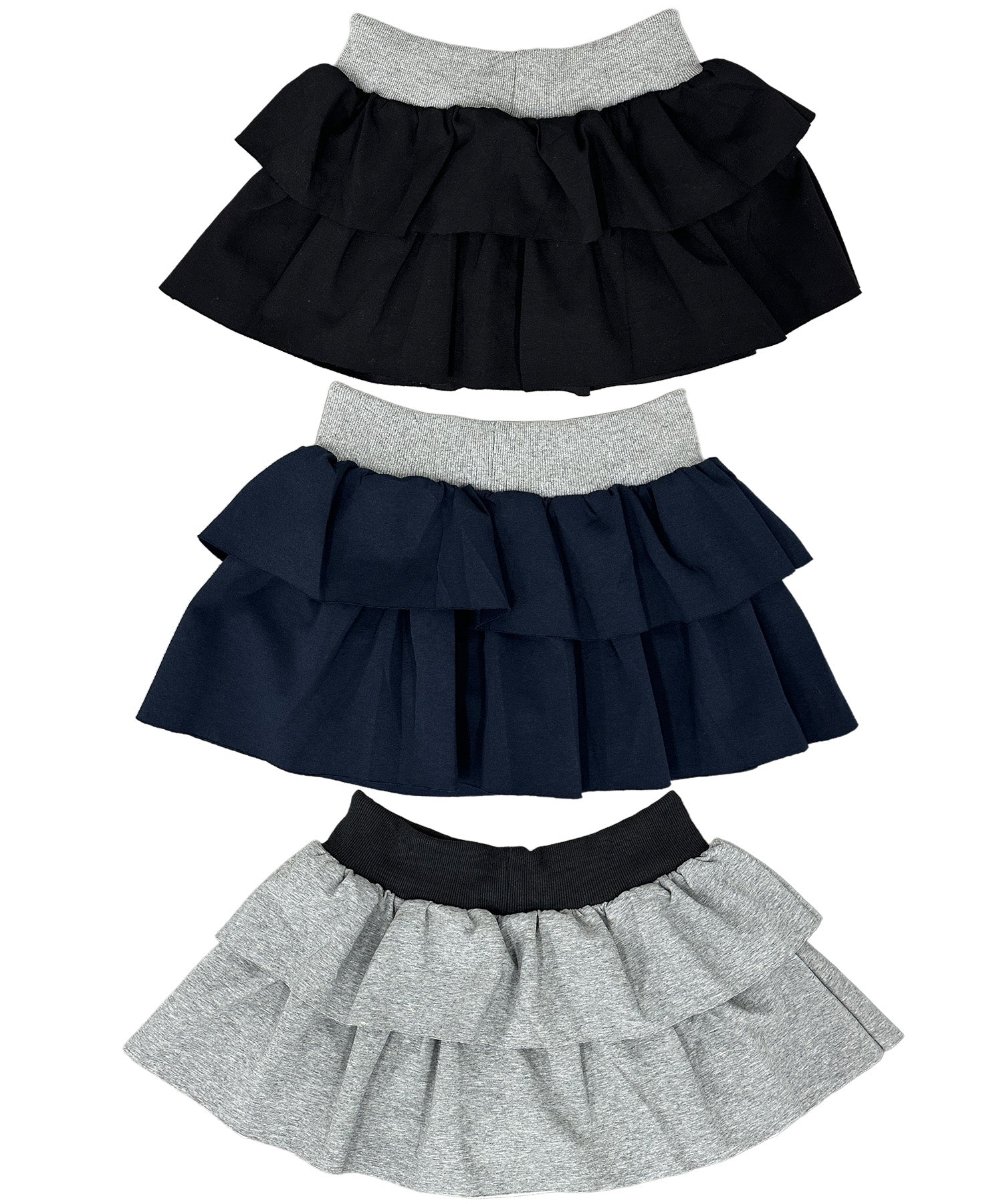 バイカラーフリルスウェットミニスカート