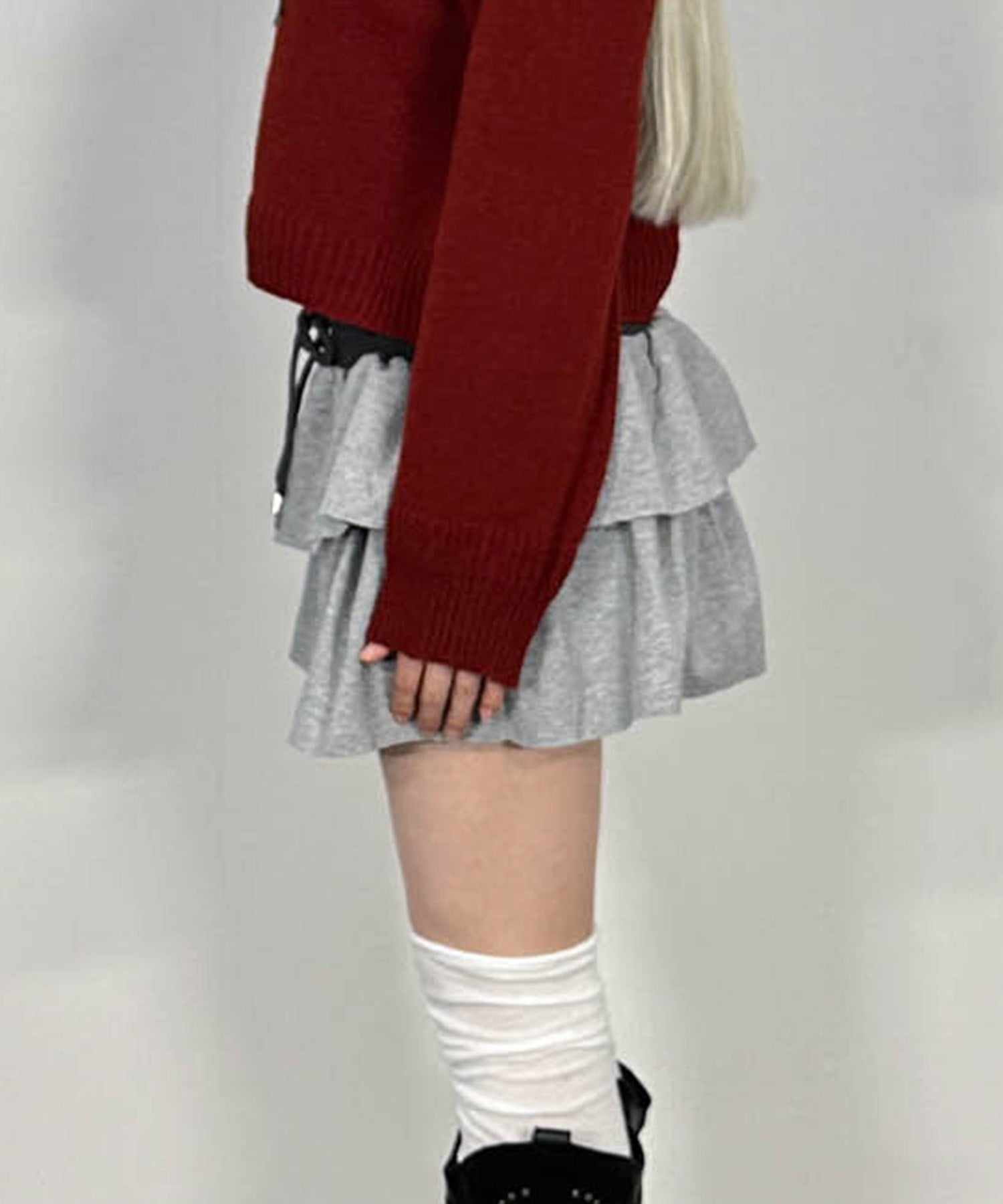 バイカラーフリルスウェットミニスカート