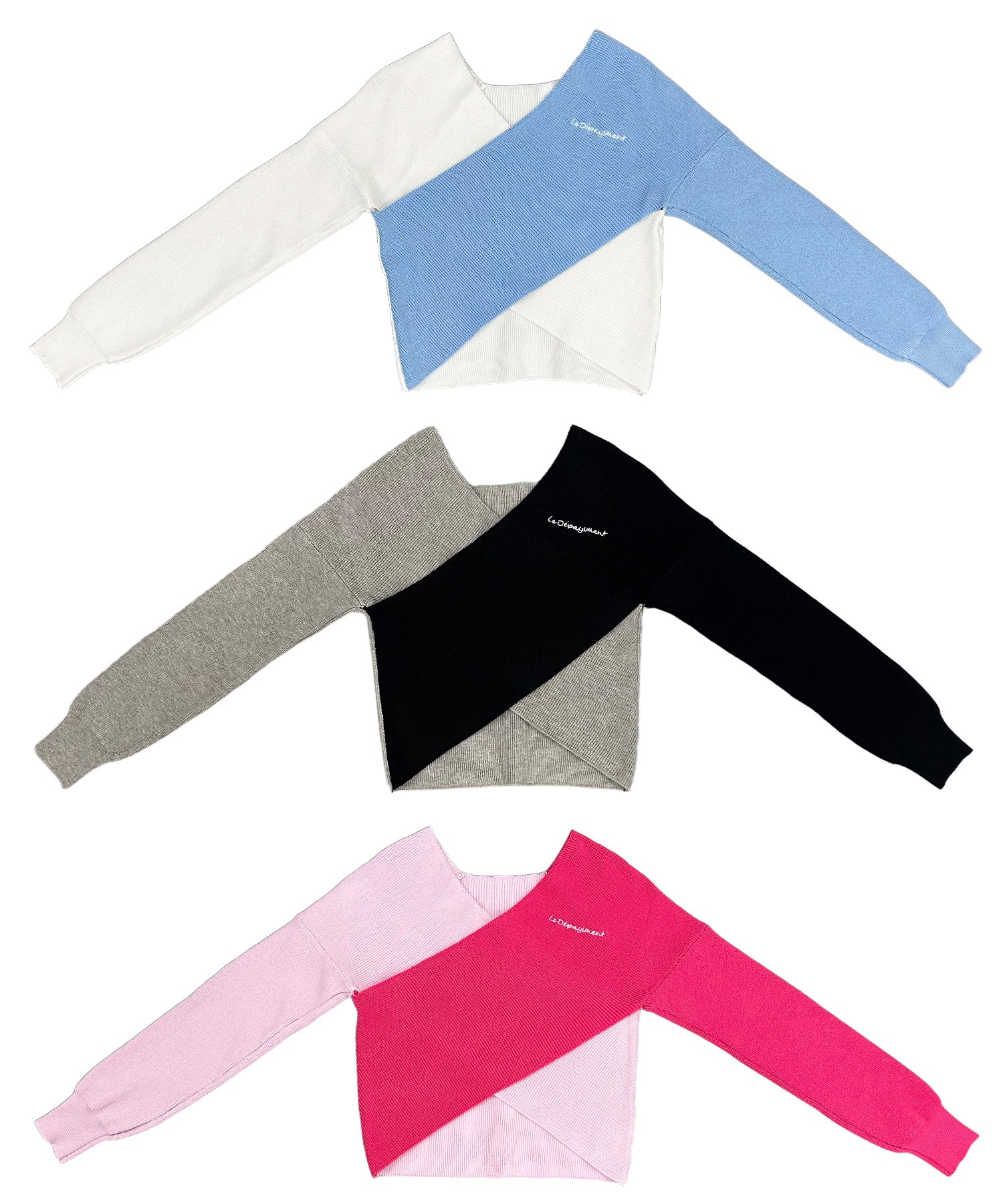 クロスオフショルバイカラーニット