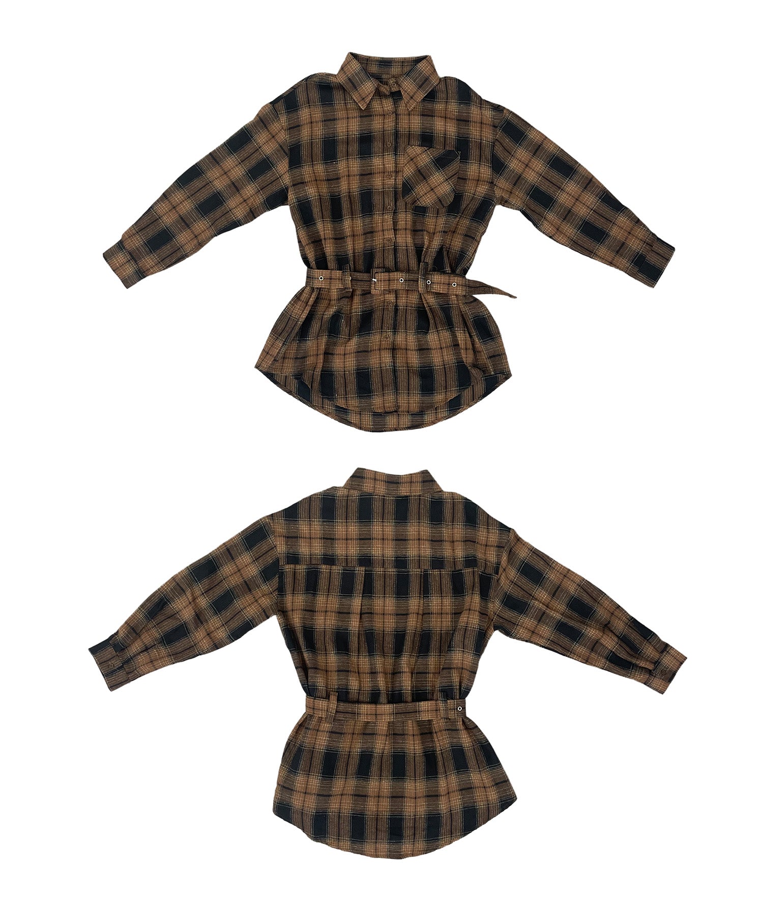 ベルトチェックシャツ