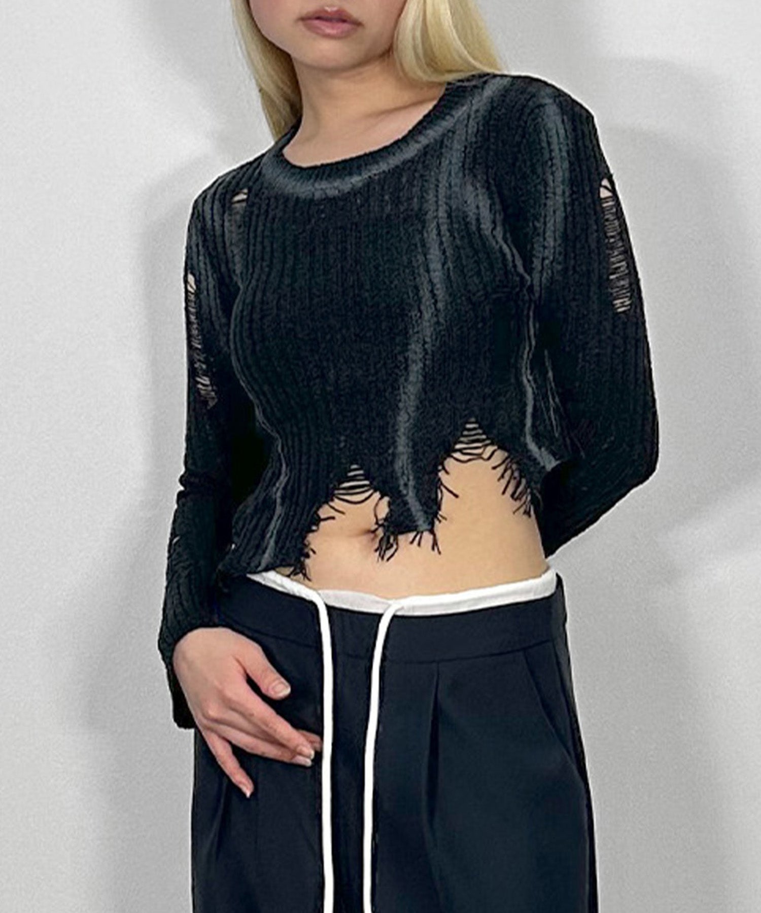 アシンメトリーダメージニット