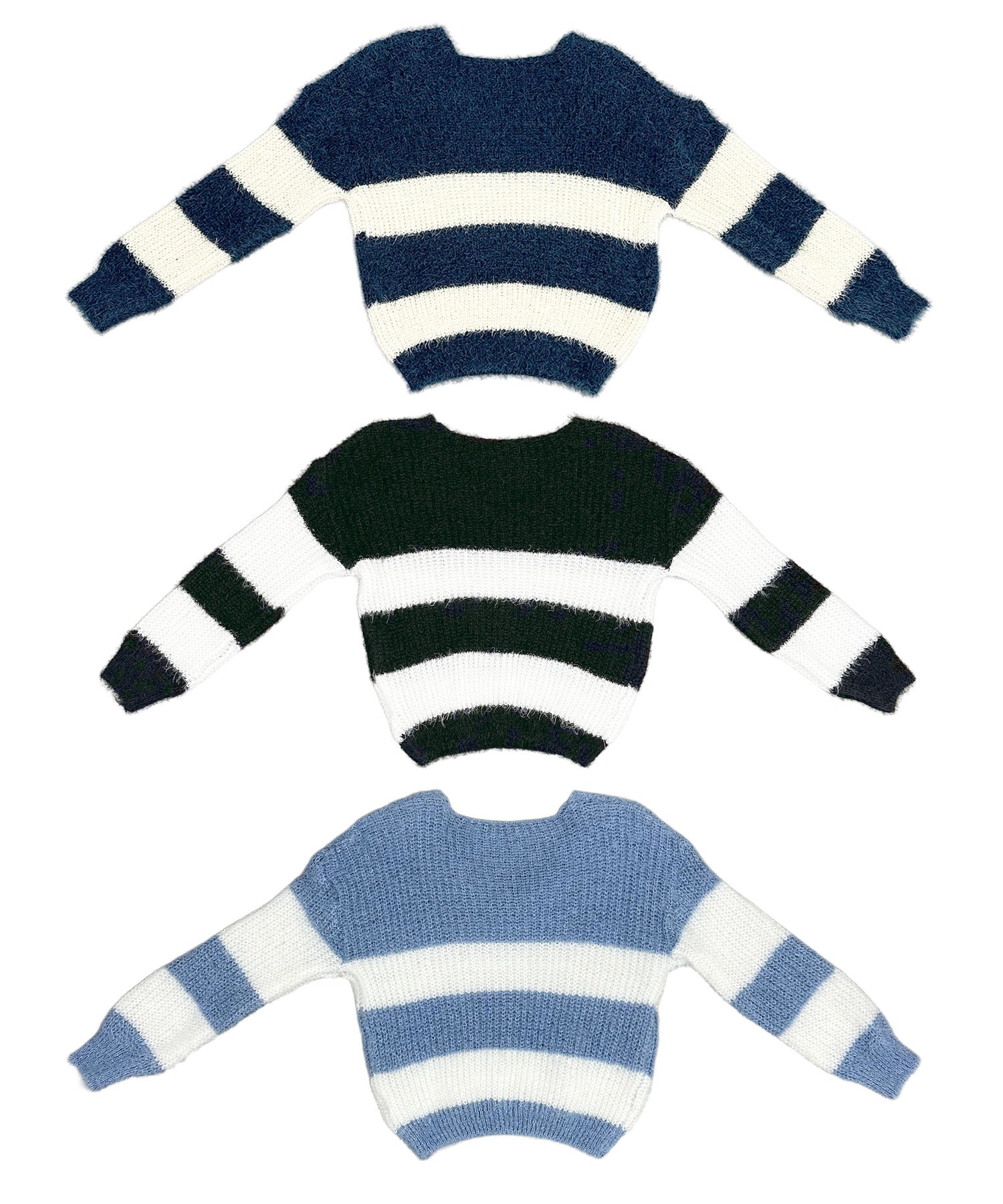 ワイドボーダーVネックニット