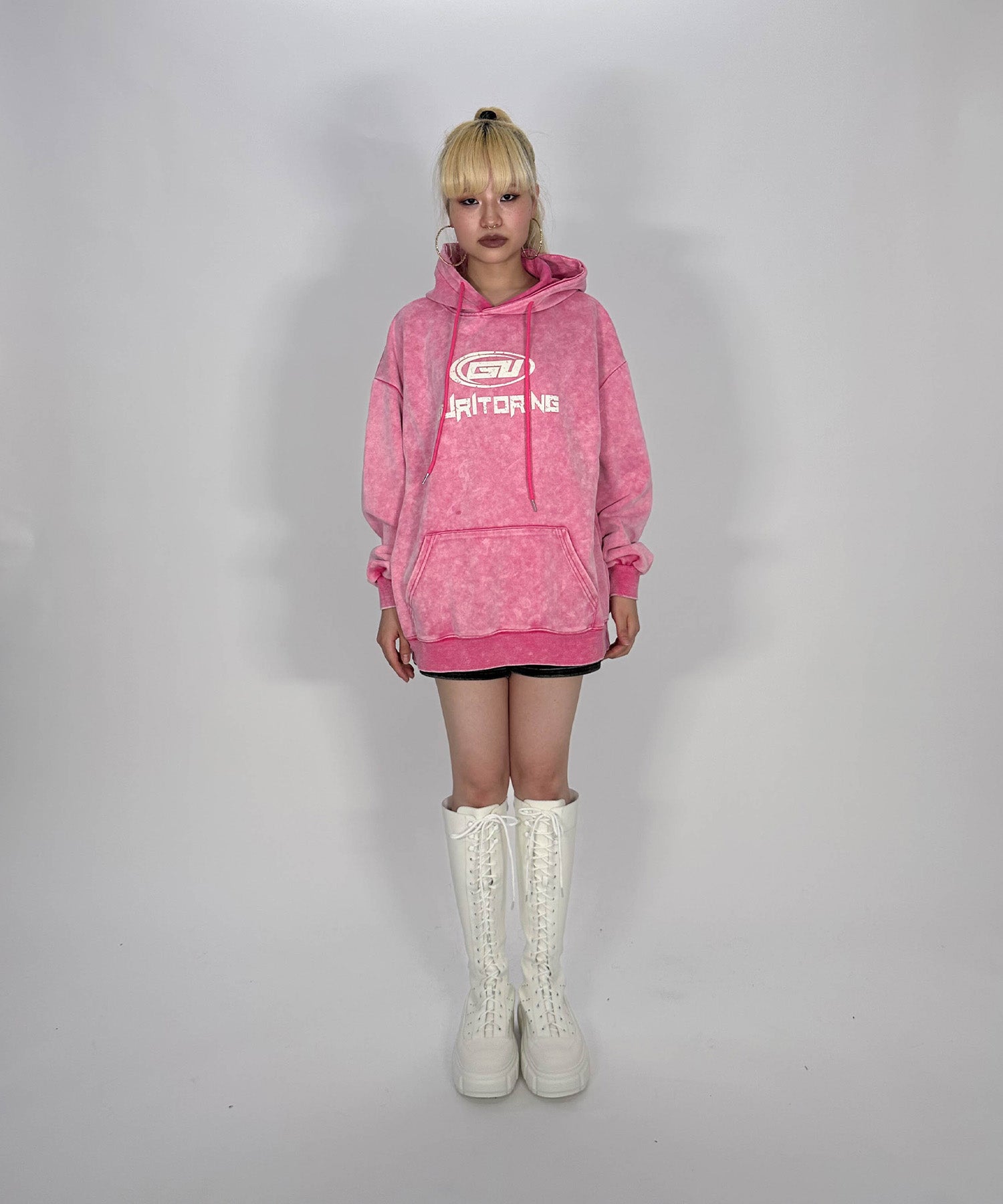 オーバーサイズロゴフードパーカー