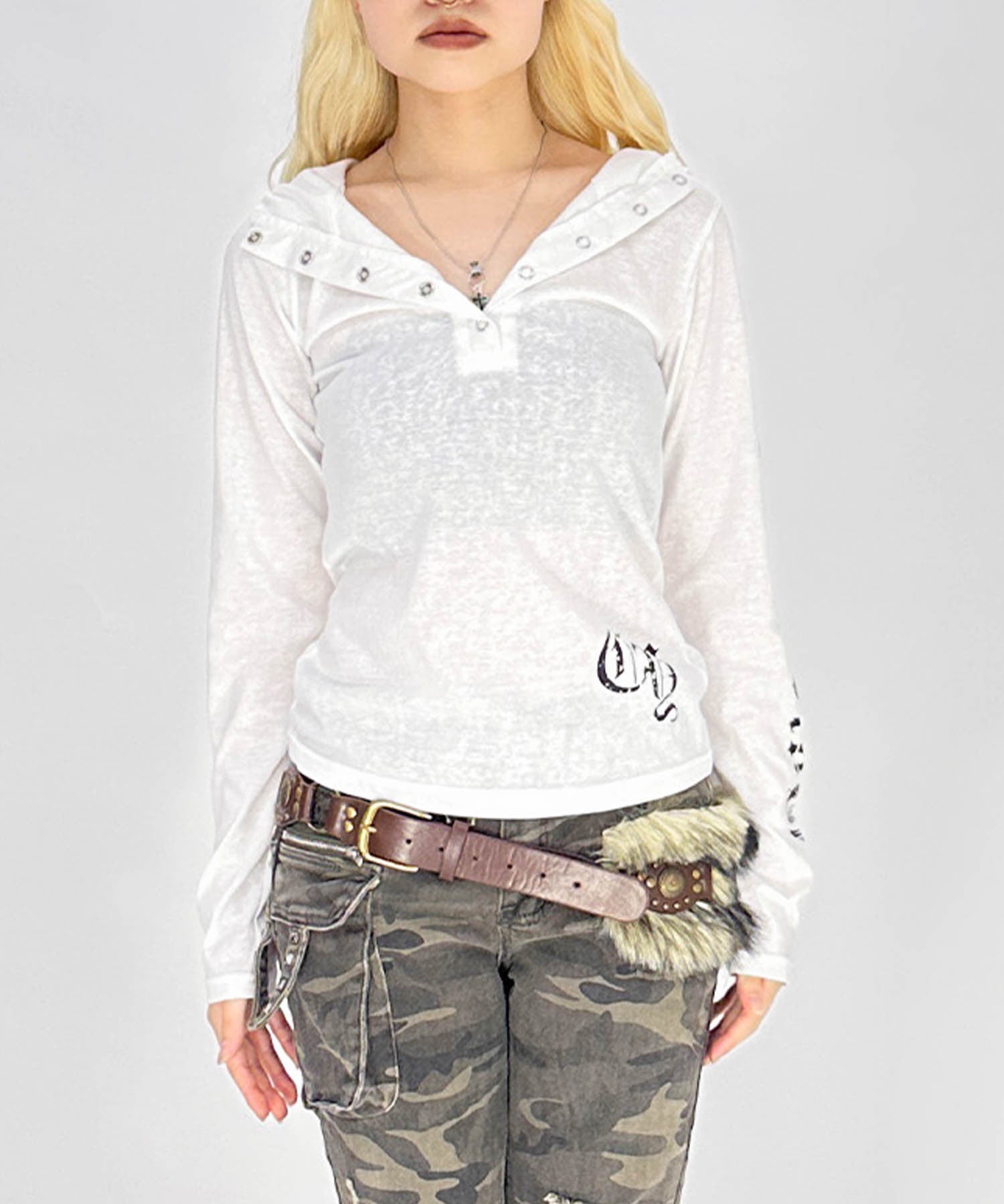 y2kフードシアーカットソー