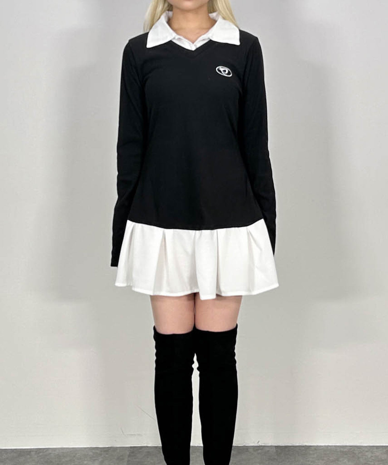 レイヤード風プリーツワンピース