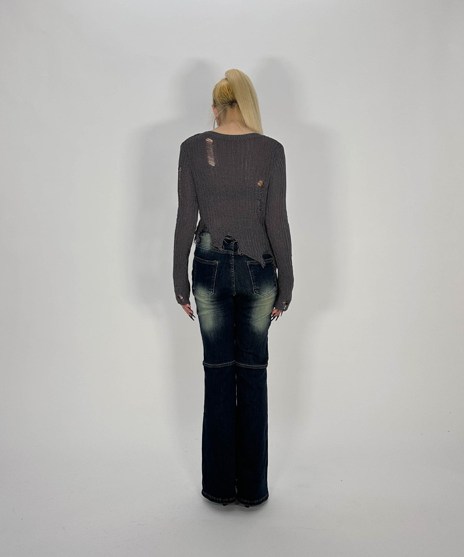 アシンメトリーダメージニット