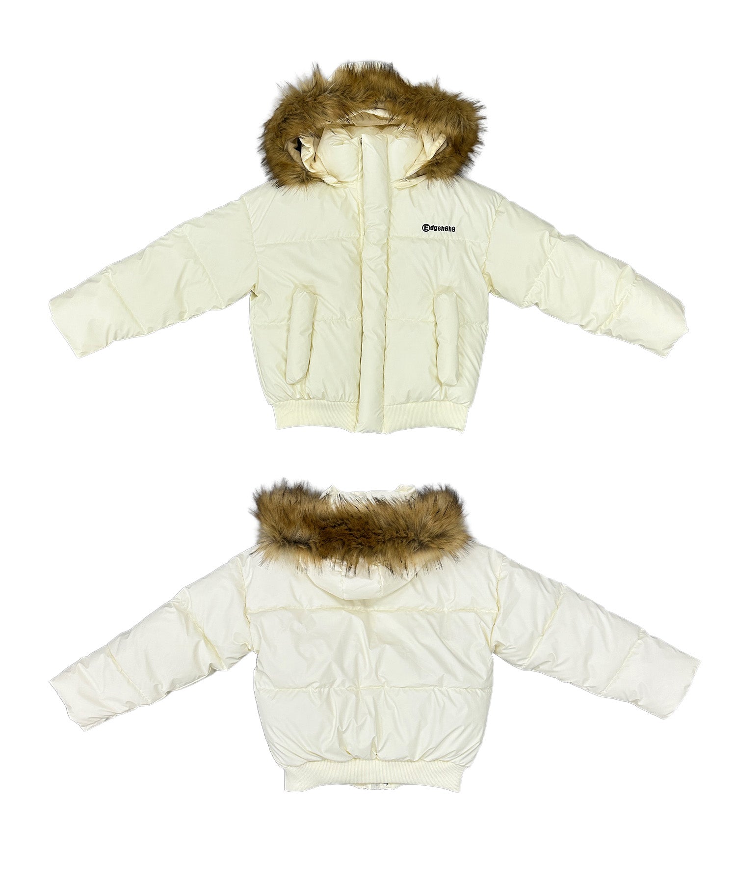 PUレザーコットンダウンジャケット