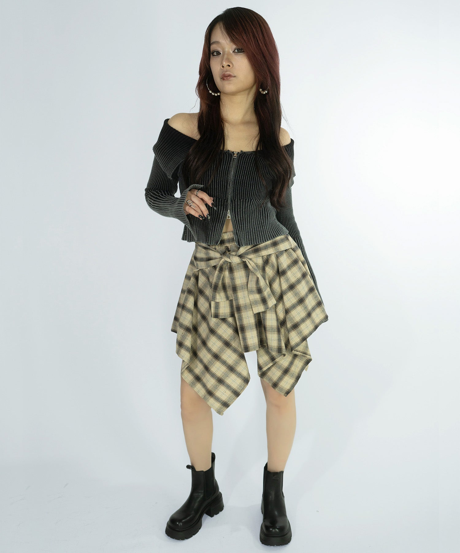 腰巻きシャツ風スカート