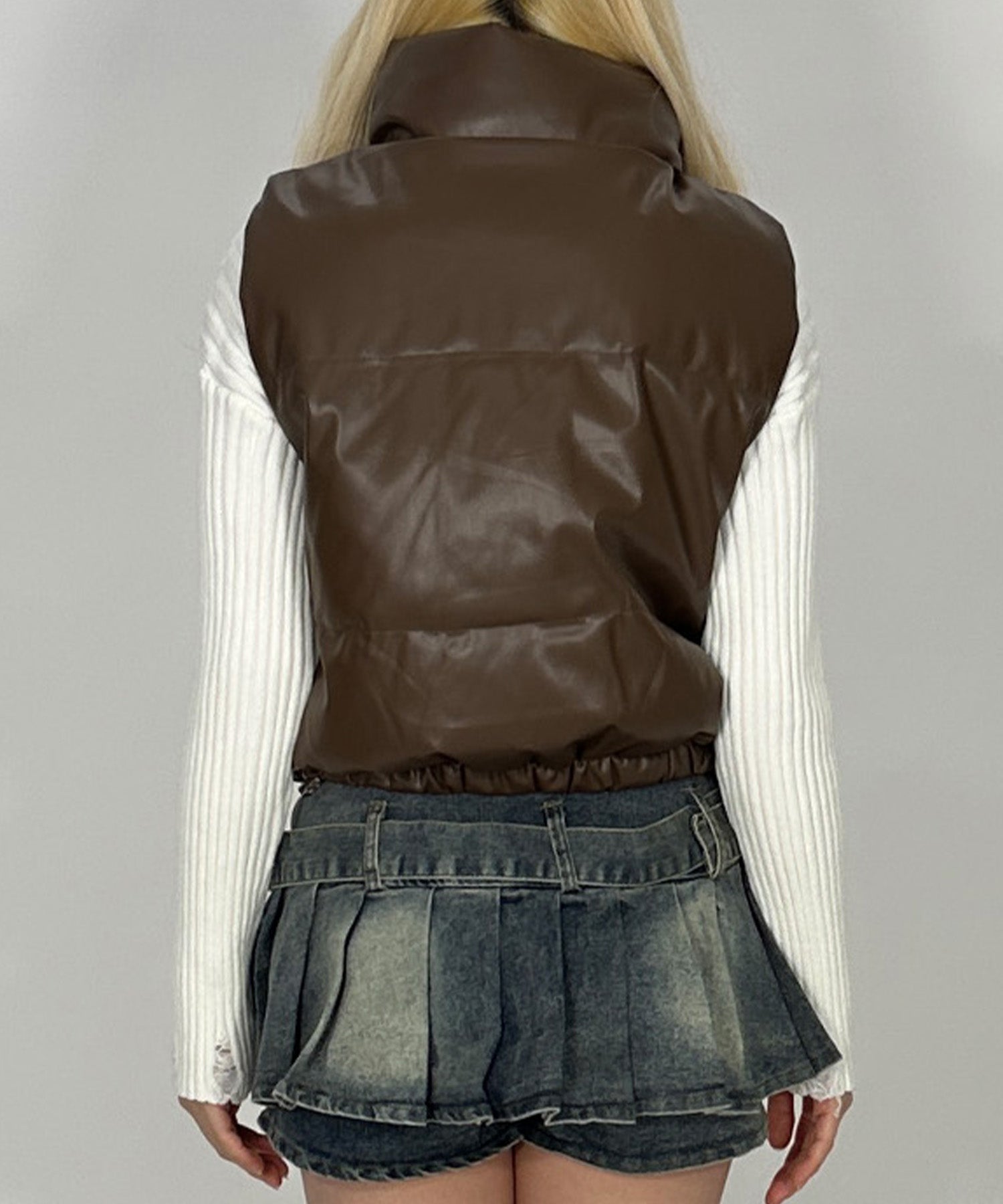 合皮レザーダウンベスト