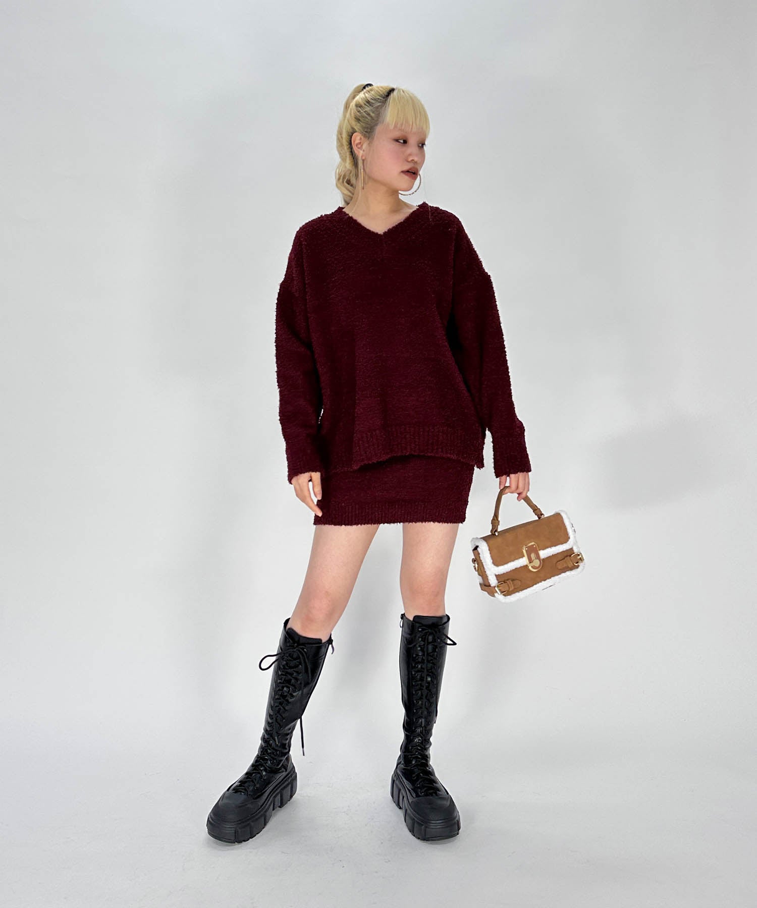 フェイクムートンスクエアバッグ