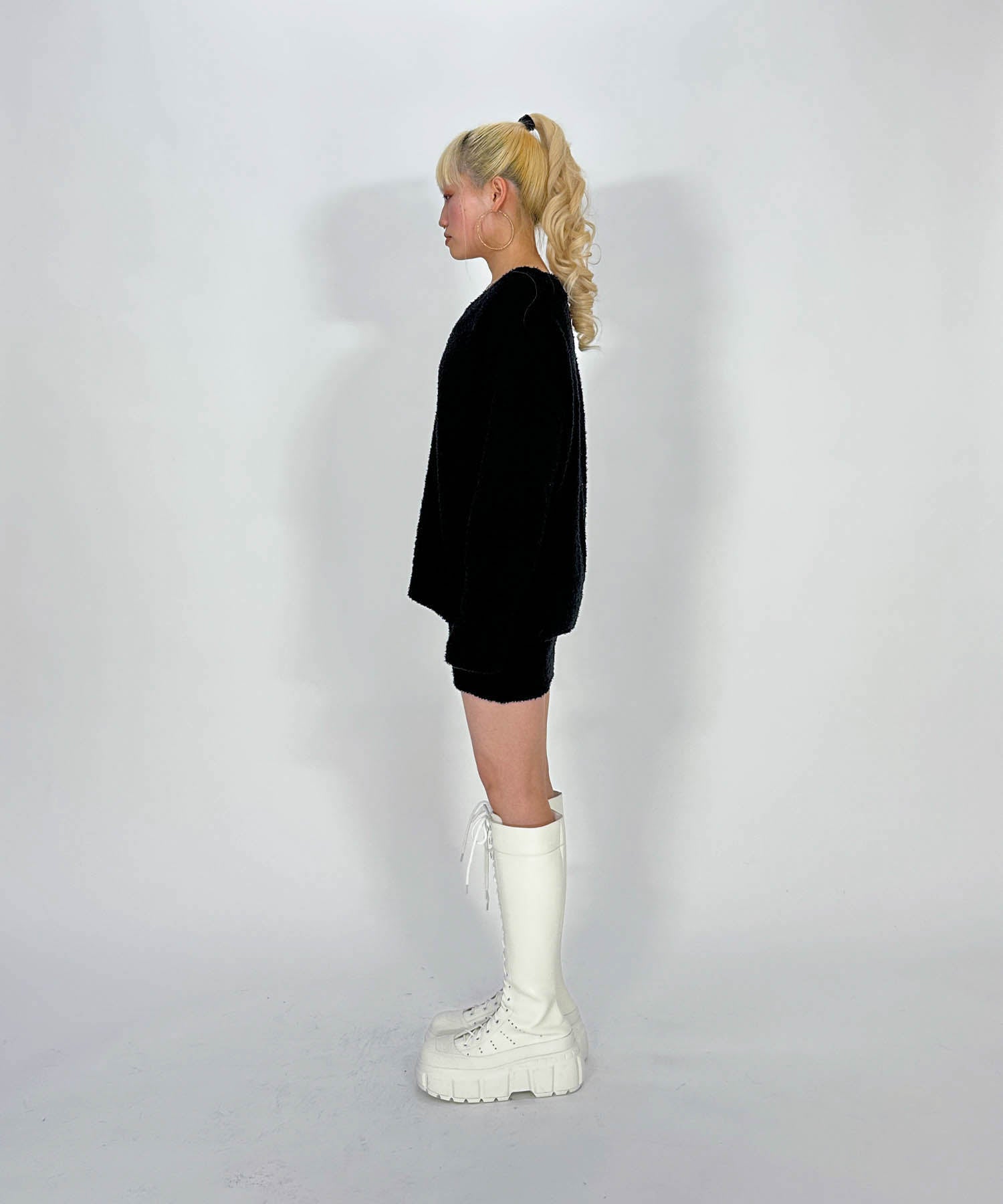 Vネックオーバーニットセットアップ