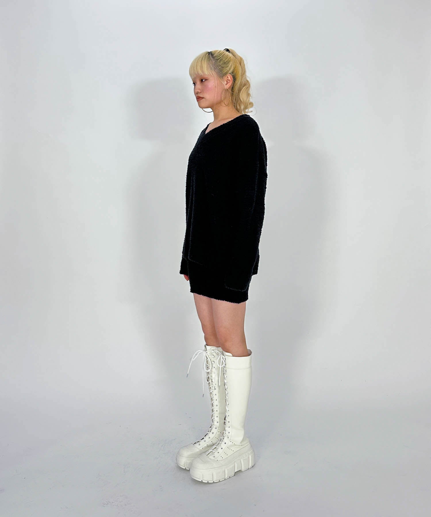 Vネックオーバーニットセットアップ