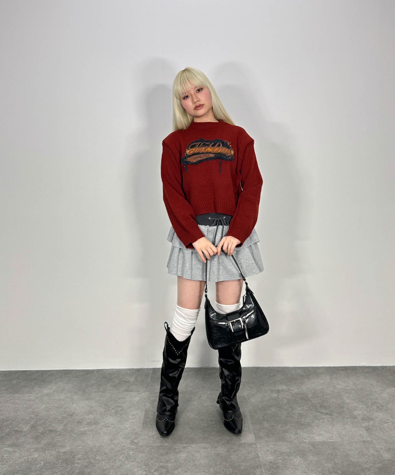 バイカラーフリルスウェットミニスカート