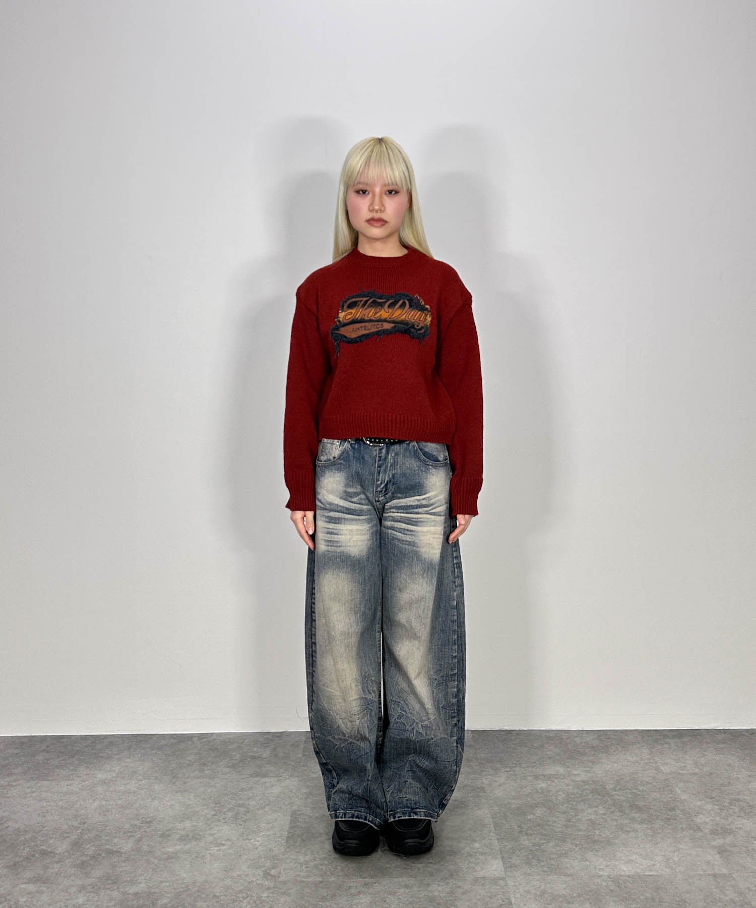 パッチデザインニットプルオーバー