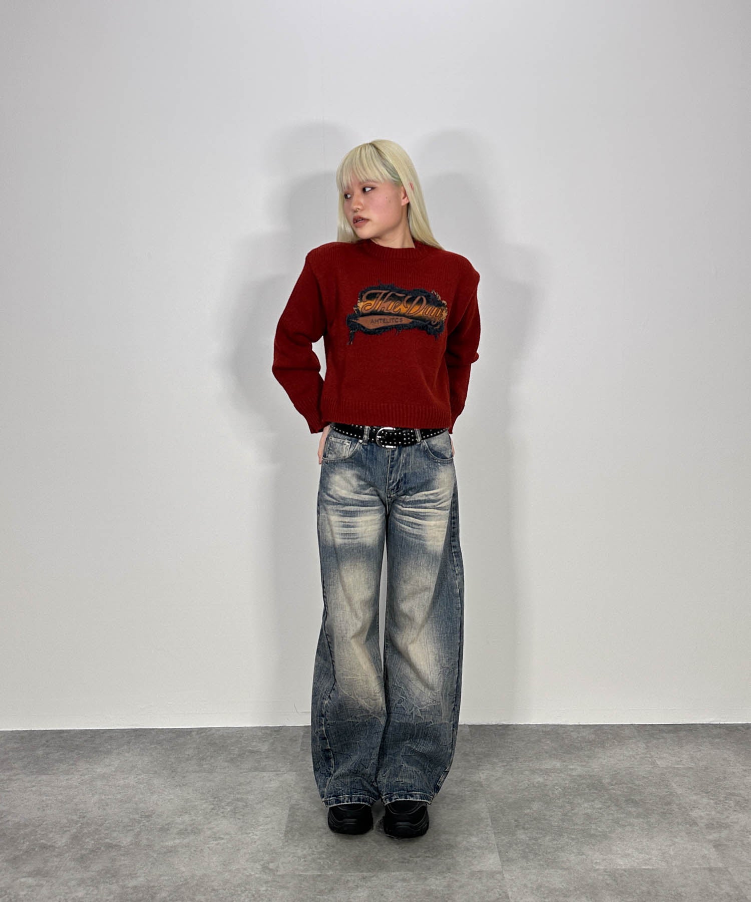 パッチデザインニットプルオーバー