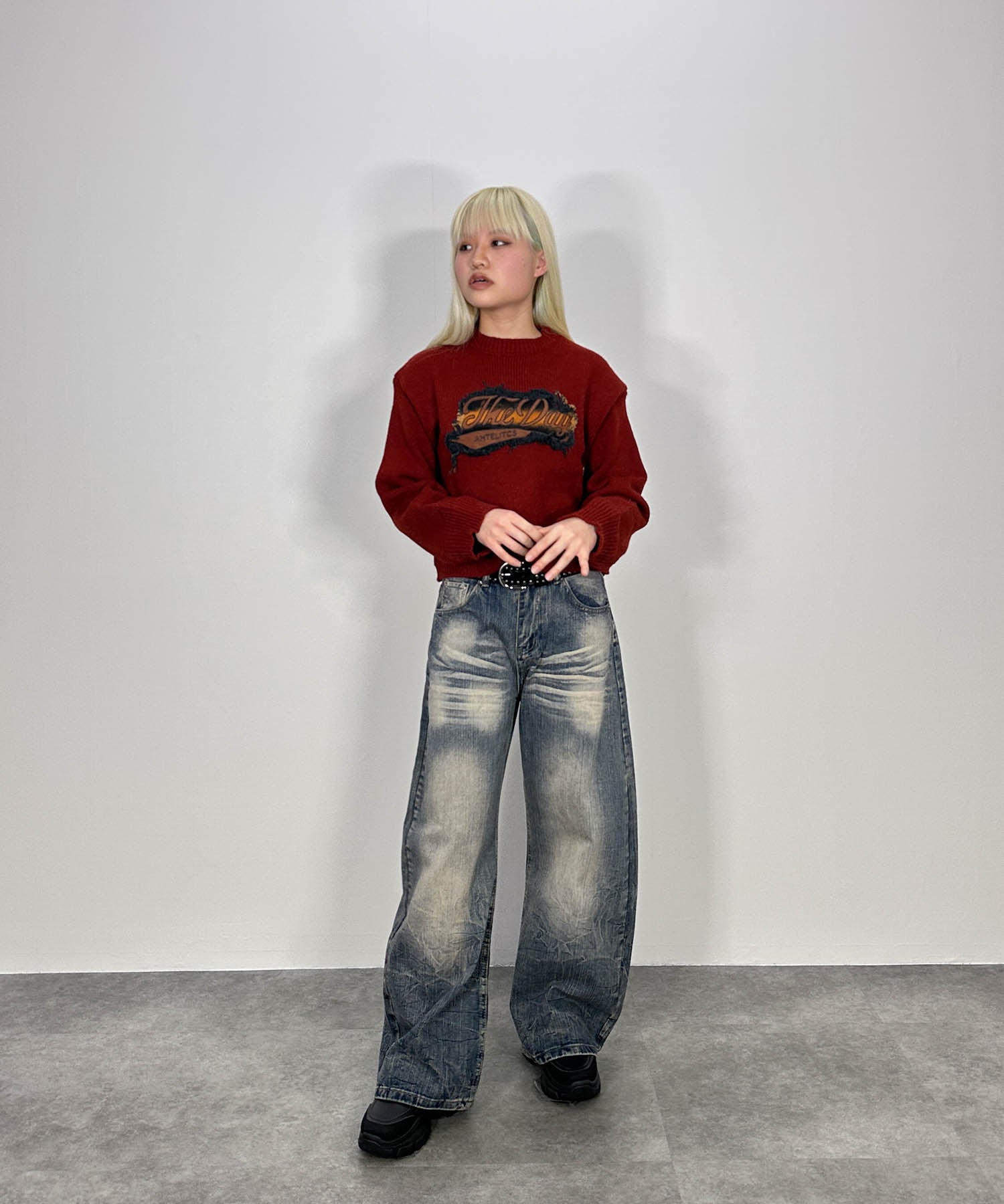 パッチデザインニットプルオーバー