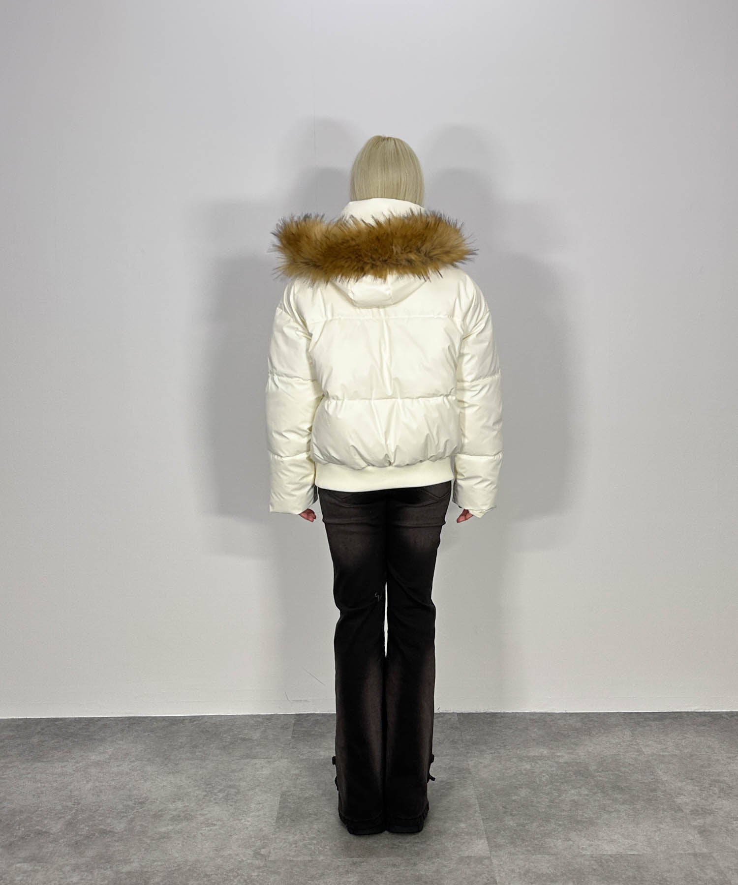 PUレザーコットンダウンジャケット