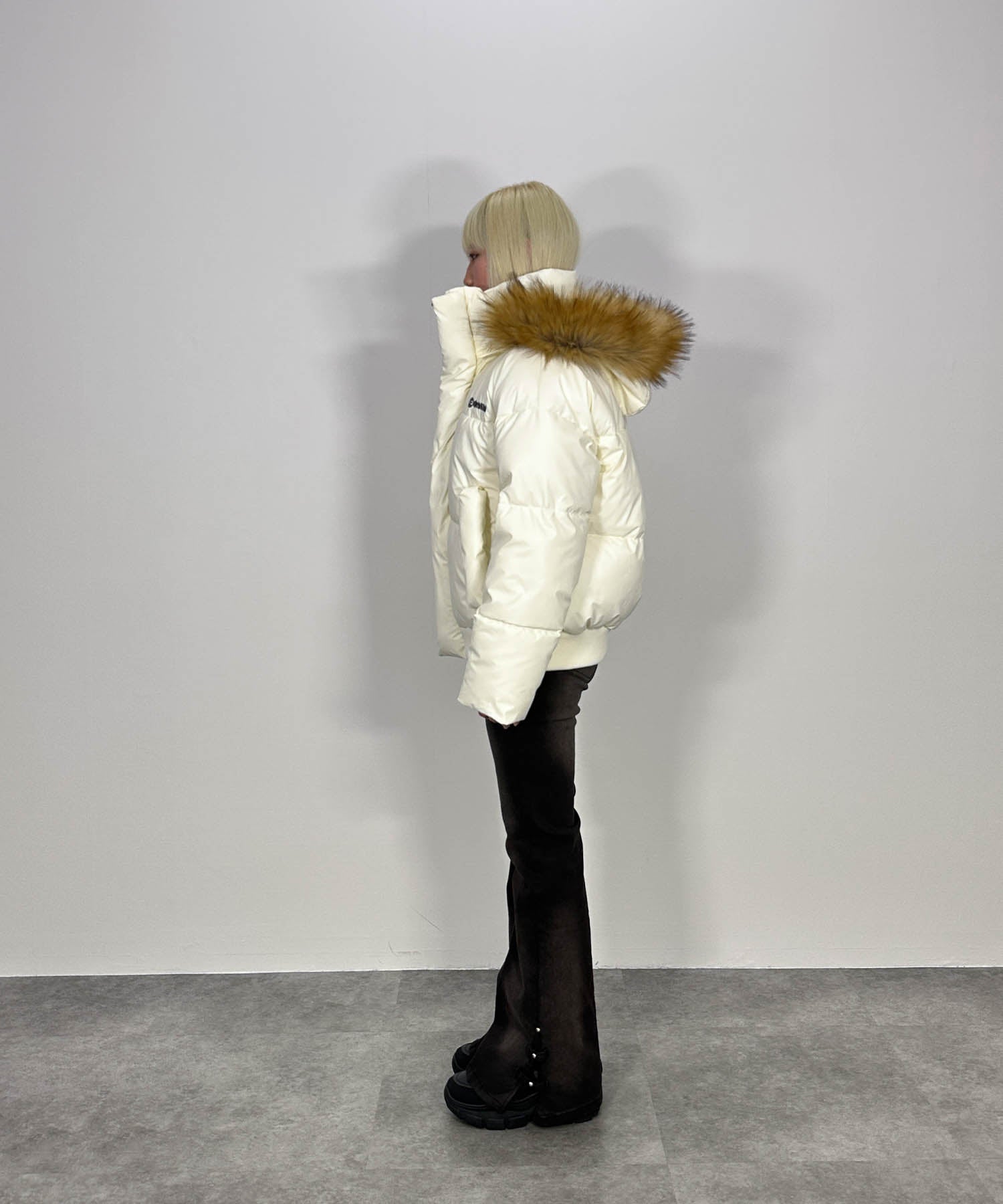 PUレザーコットンダウンジャケット