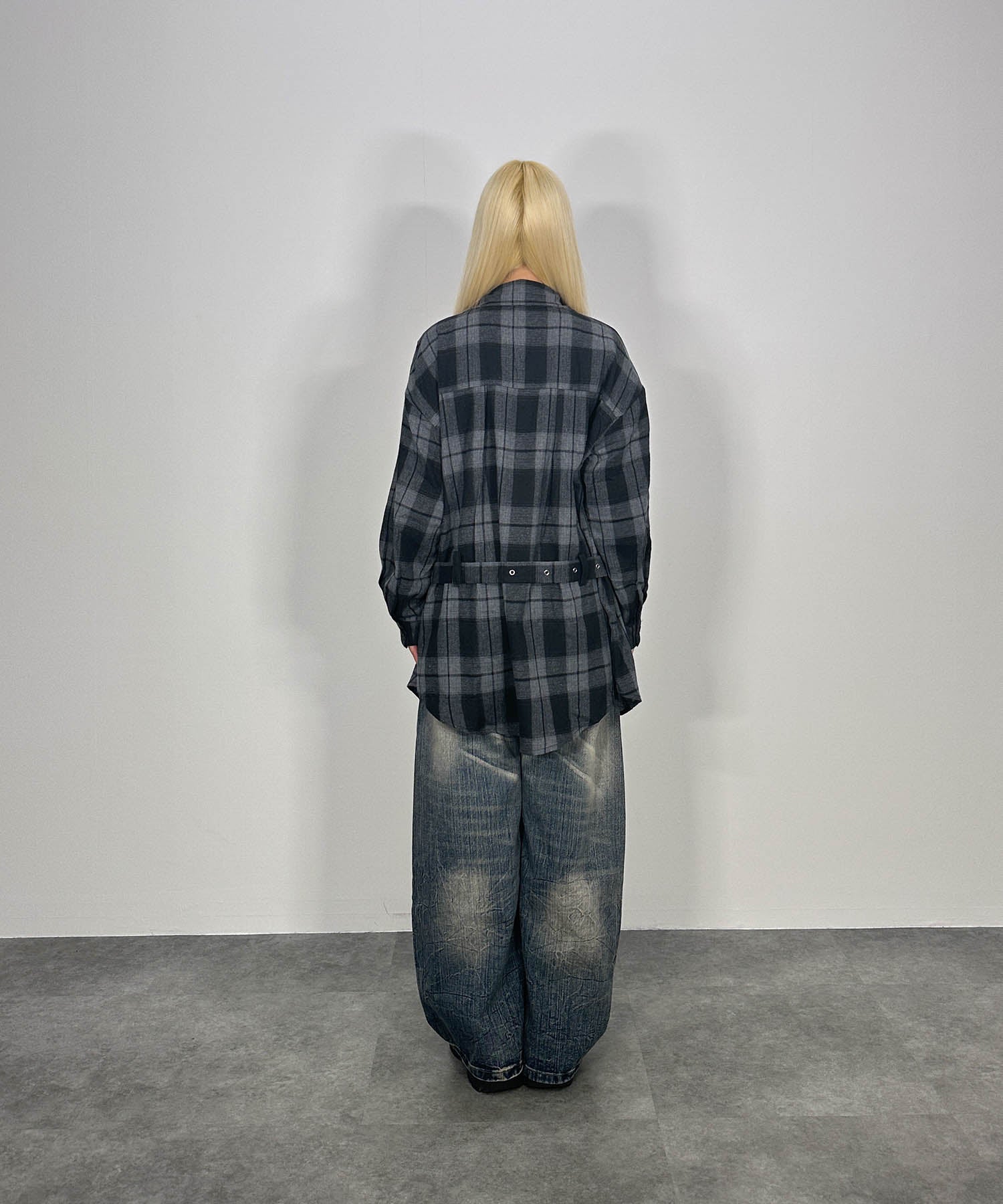 ベルトチェックシャツ