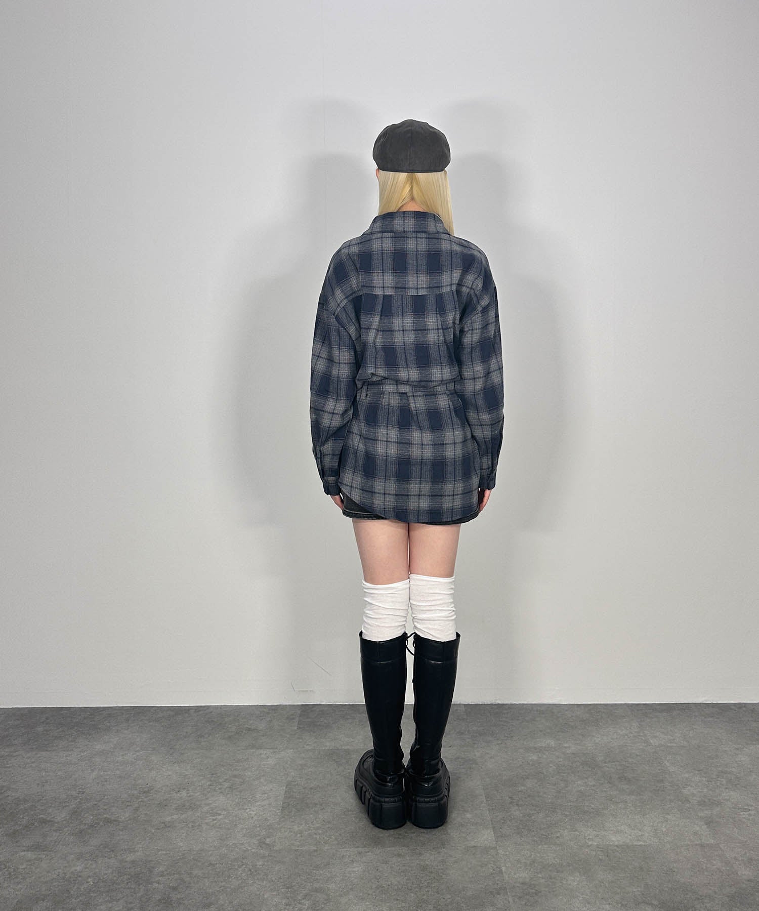 ベルトチェックシャツ