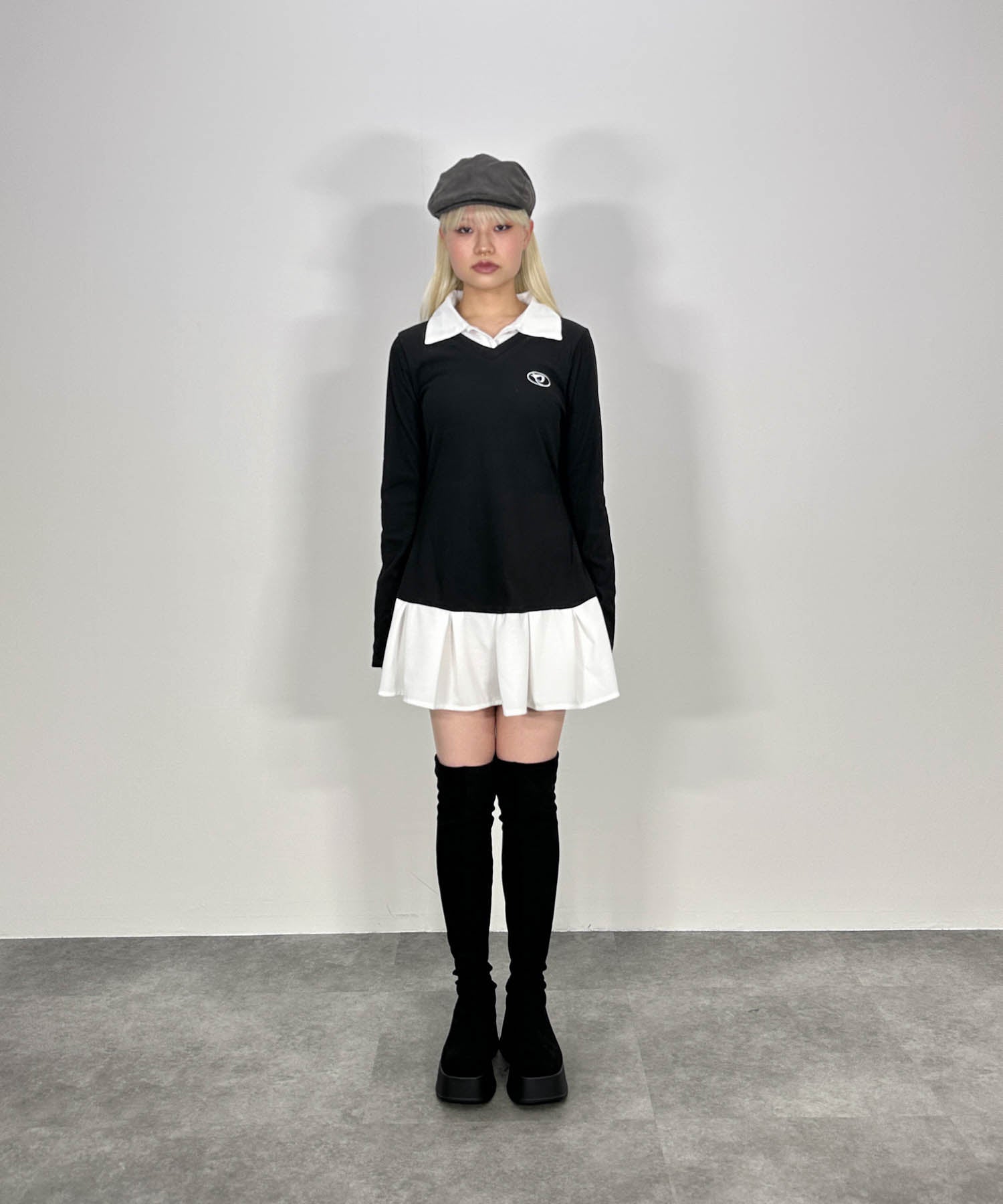 レイヤード風プリーツワンピース