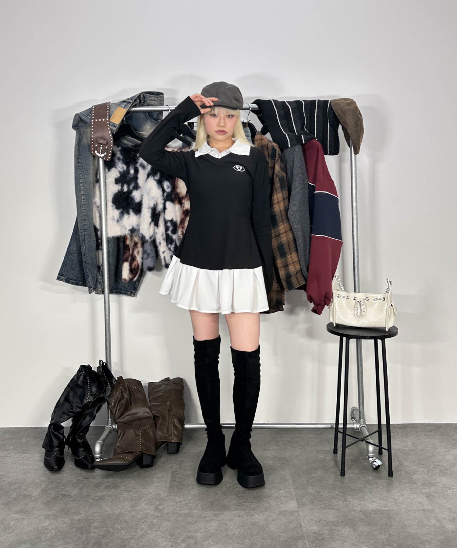 レイヤード風プリーツワンピース