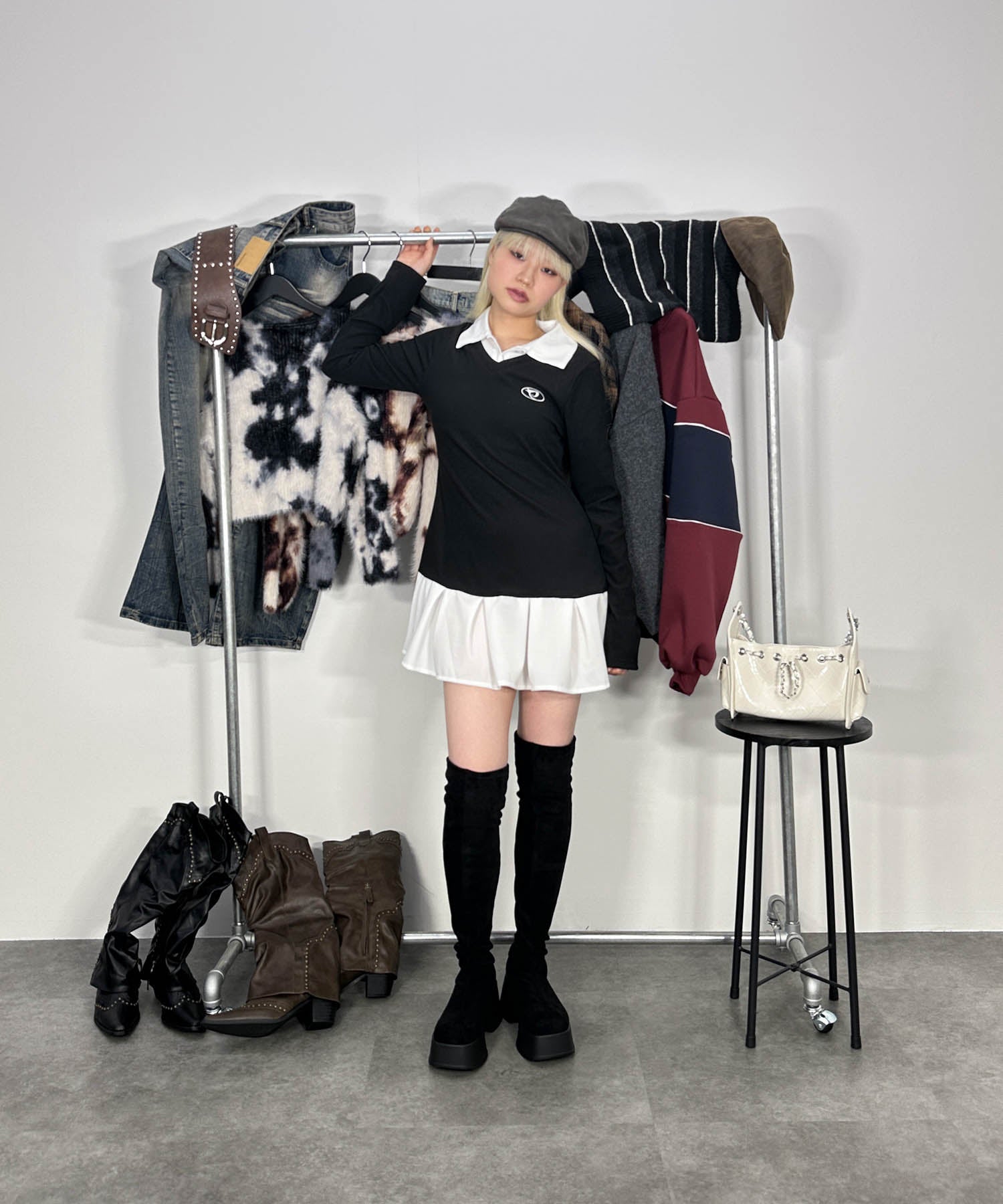 レイヤード風プリーツワンピース