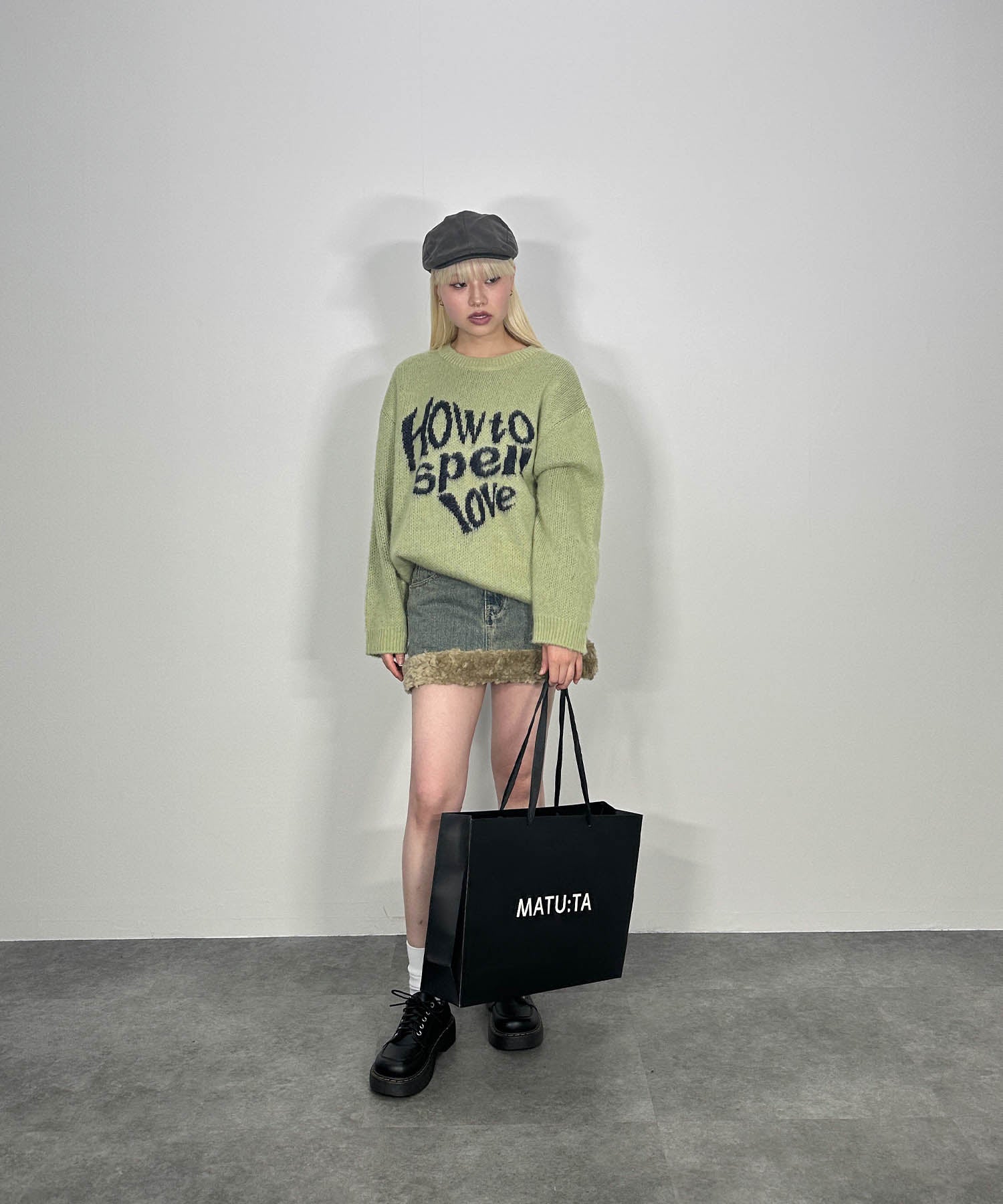 ハートレタリングニット