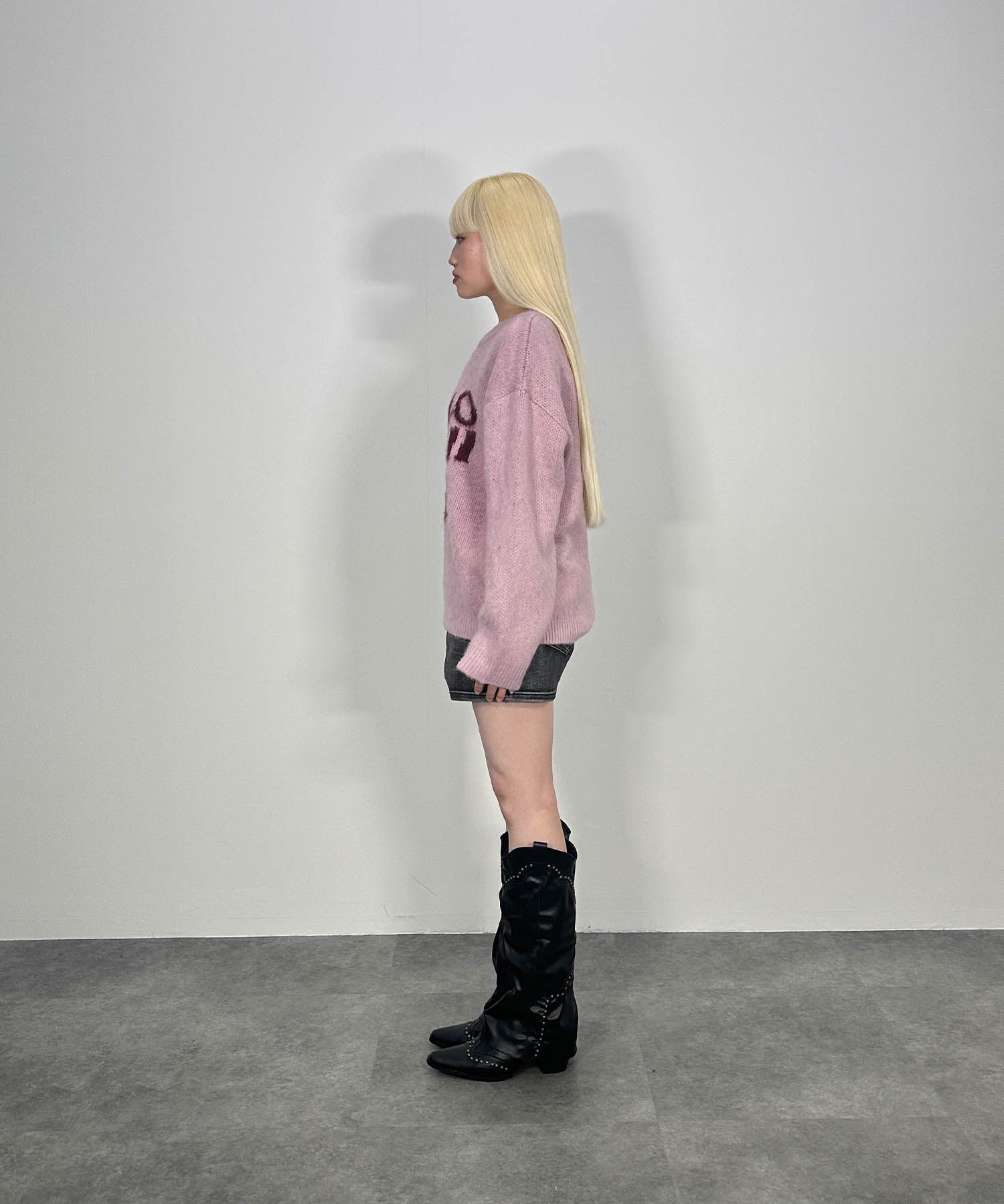 ハートレタリングニット