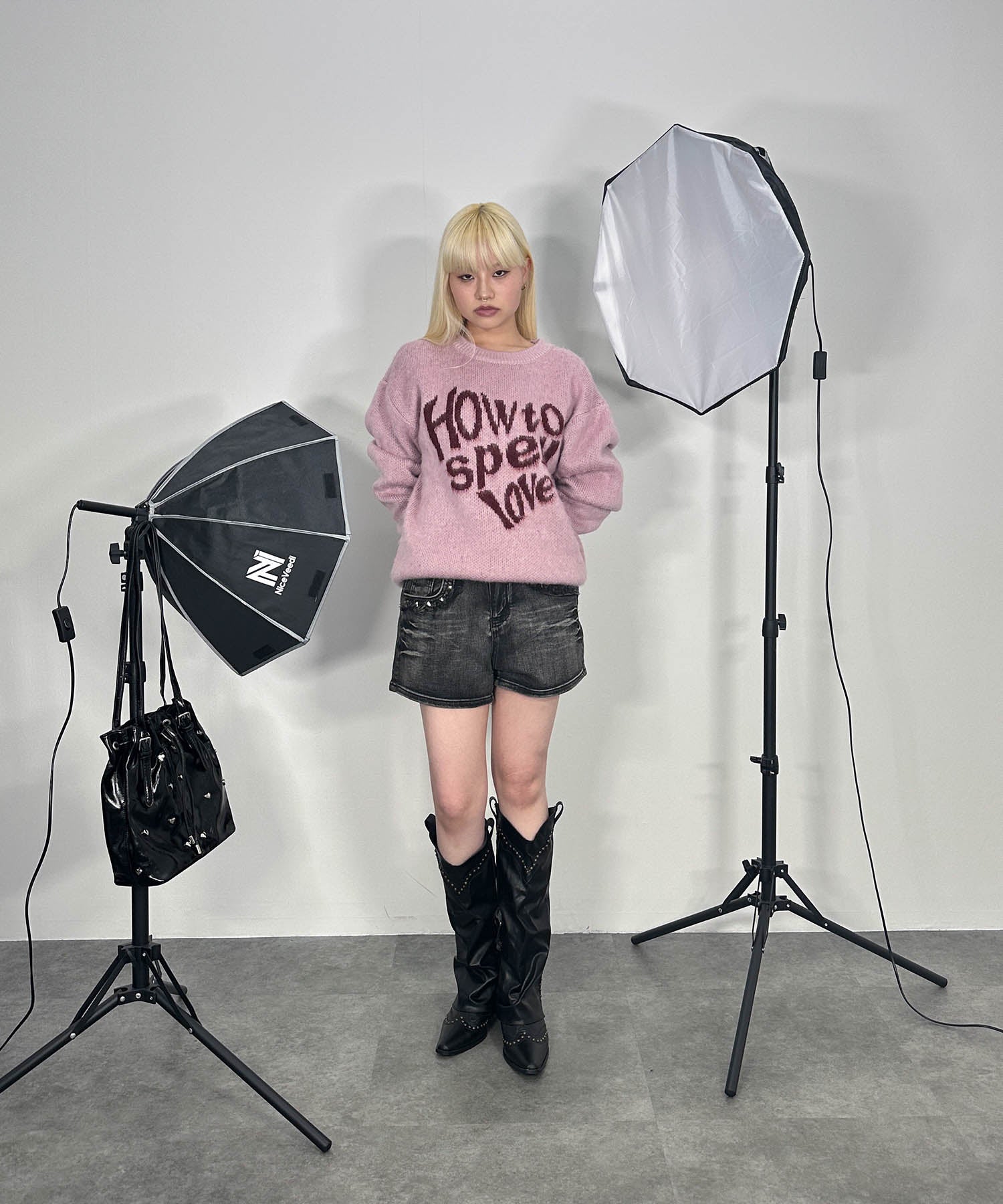 ハートレタリングニット