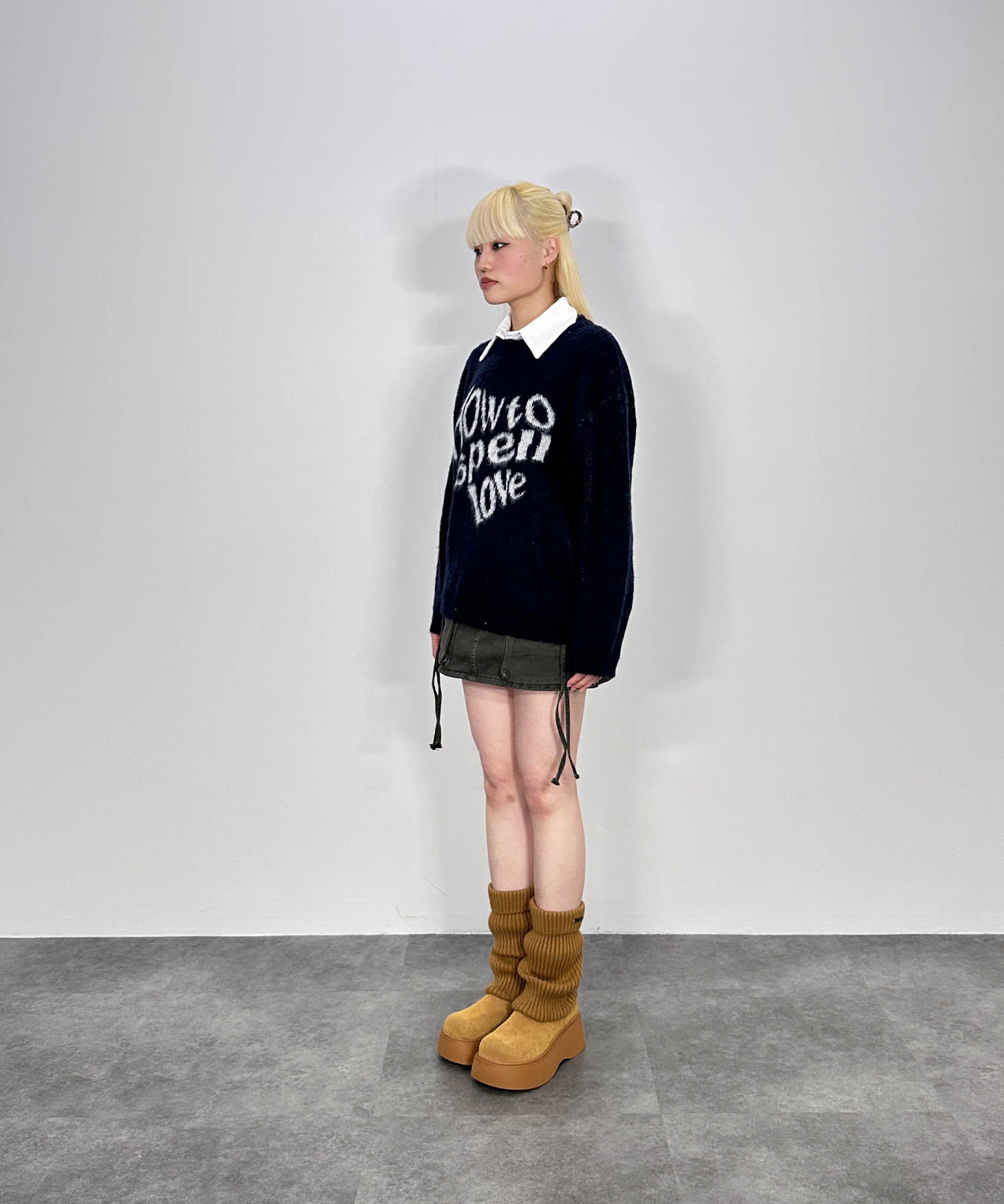 ハートレタリングニット