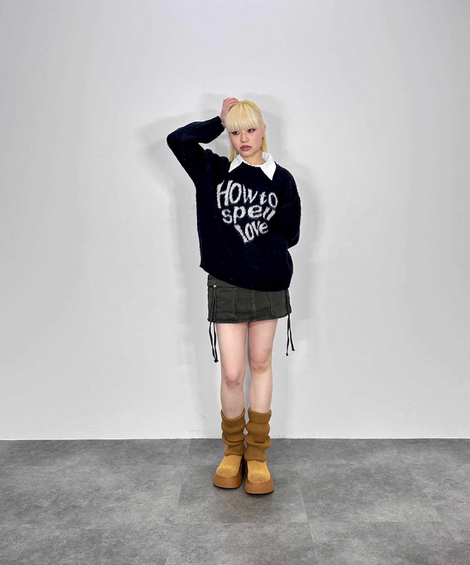 ハートレタリングニット