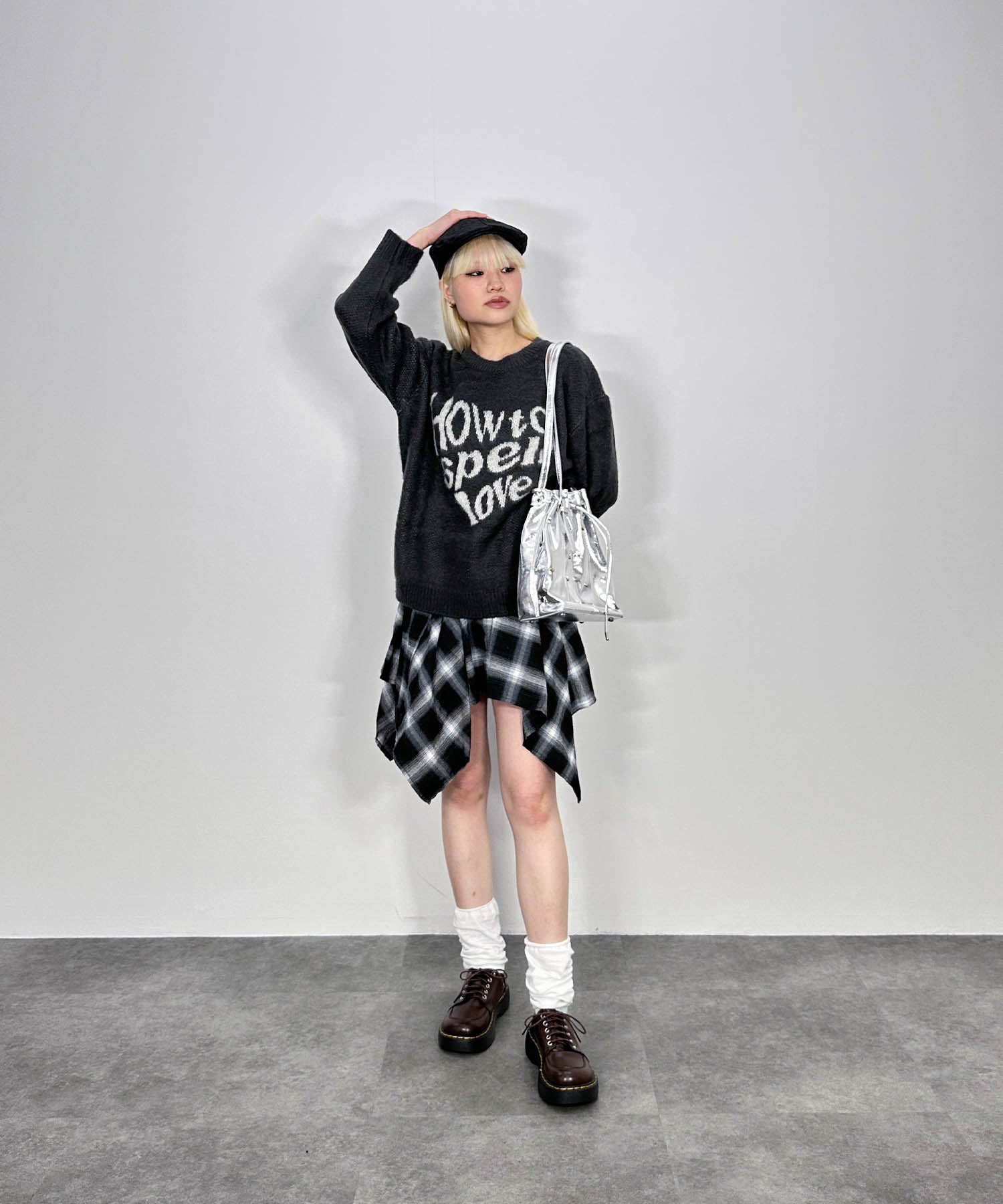 ハートレタリングニット