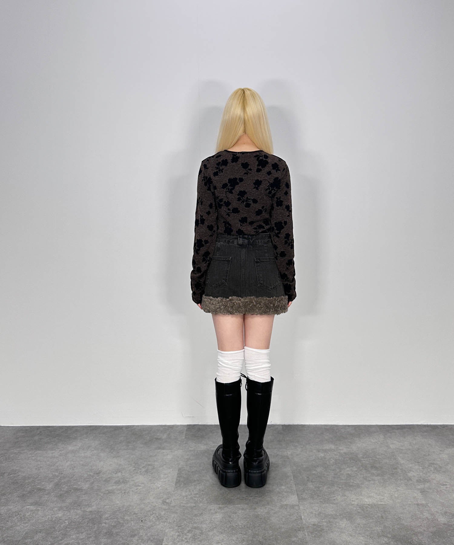 プードルデニムミニスカート