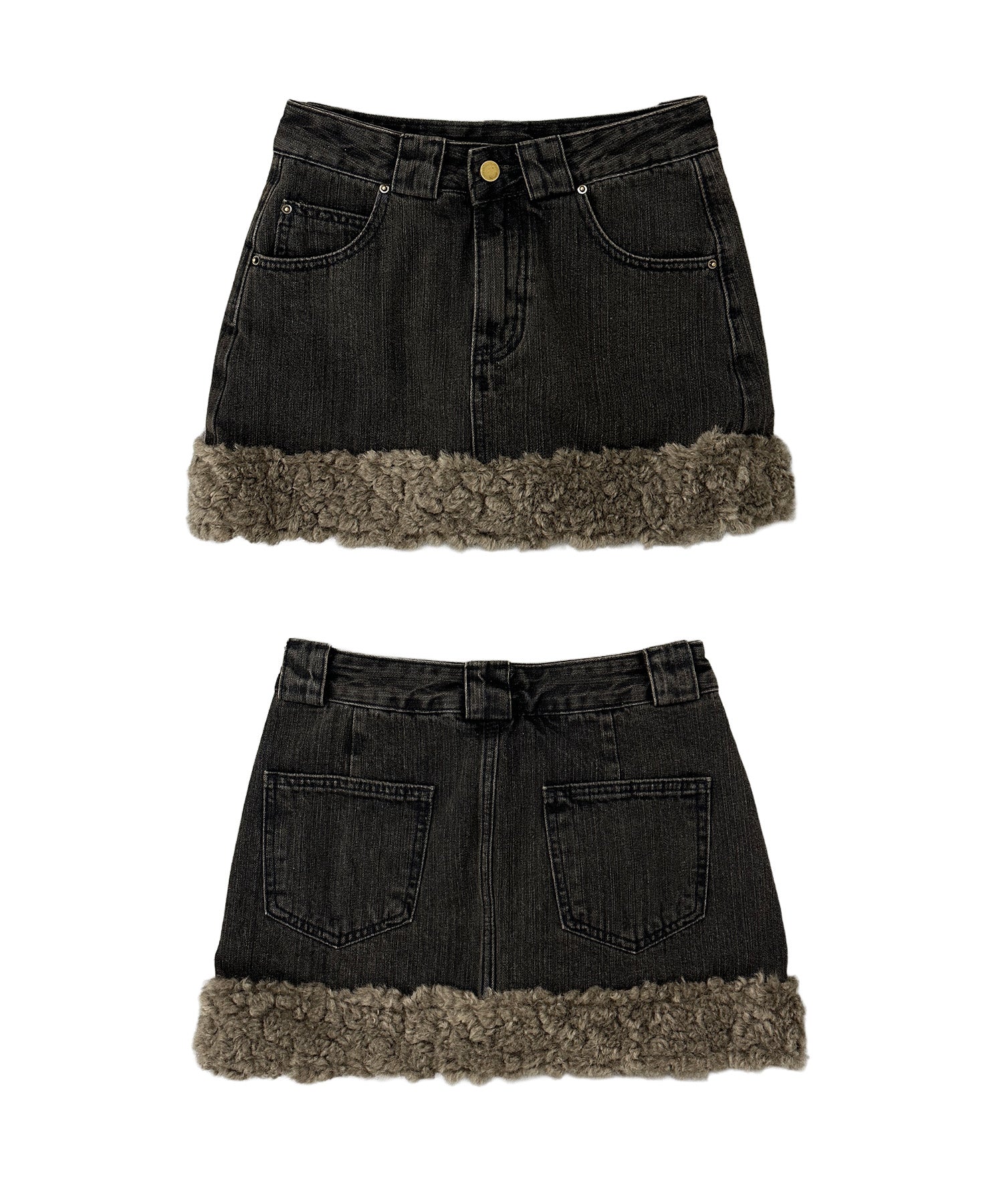 プードルデニムミニスカート