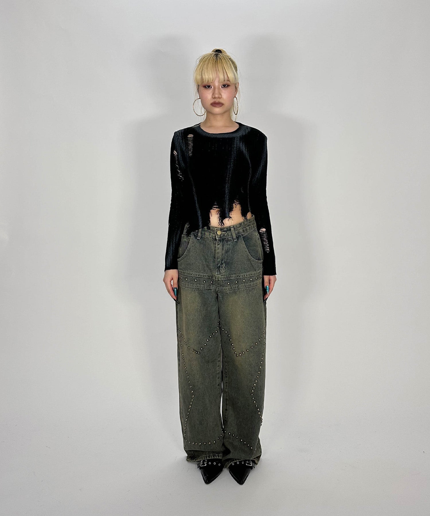 アシンメトリーダメージニット