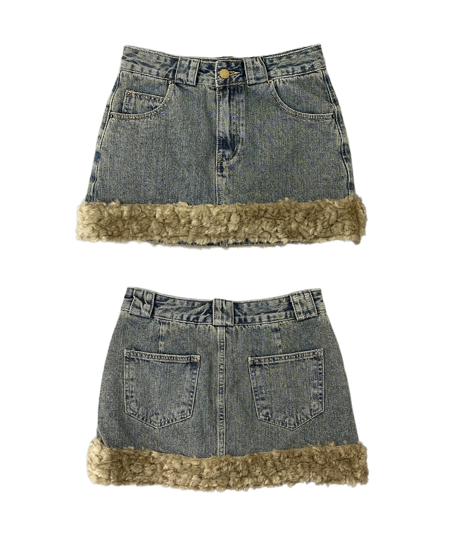 プードルデニムミニスカート