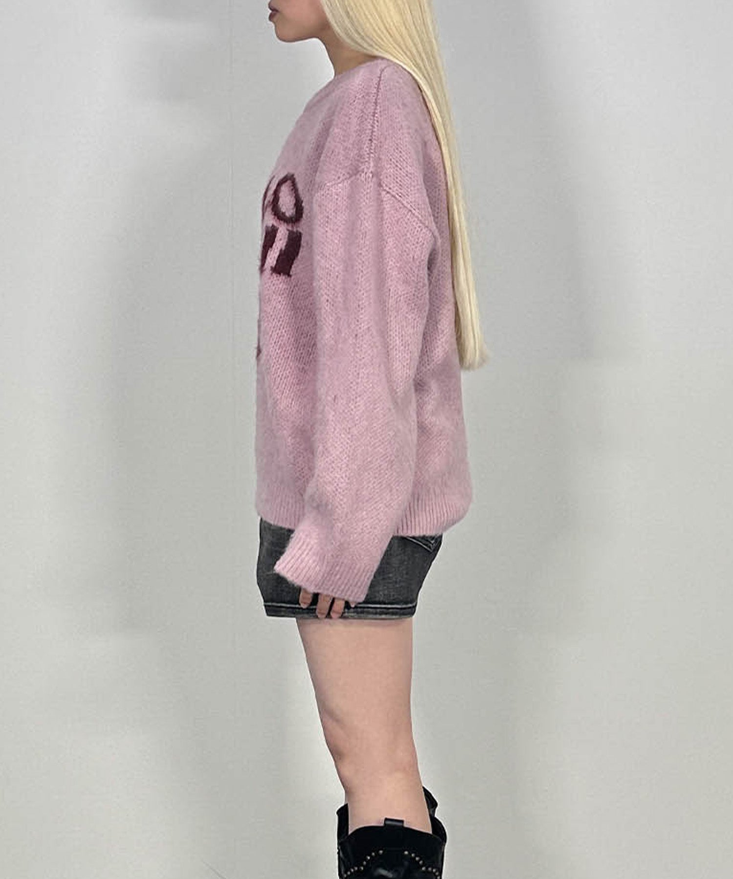 ハートレタリングニット