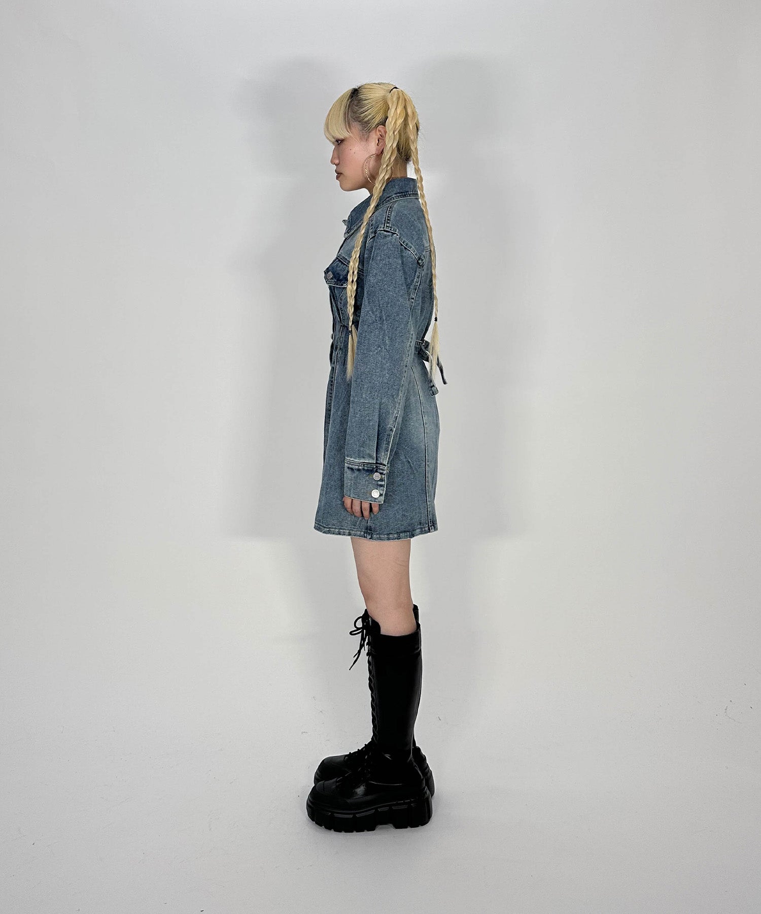 ウエストタックデニムワンピース