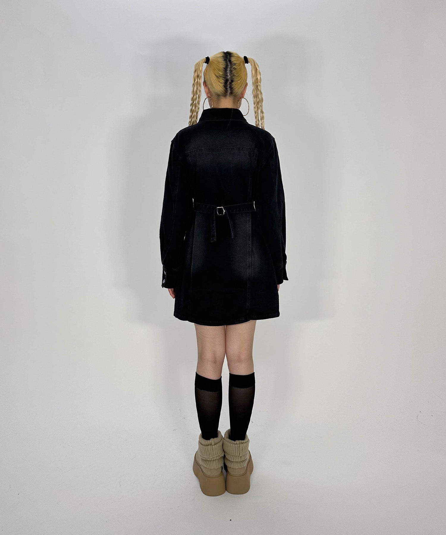 ウエストタックデニムワンピース