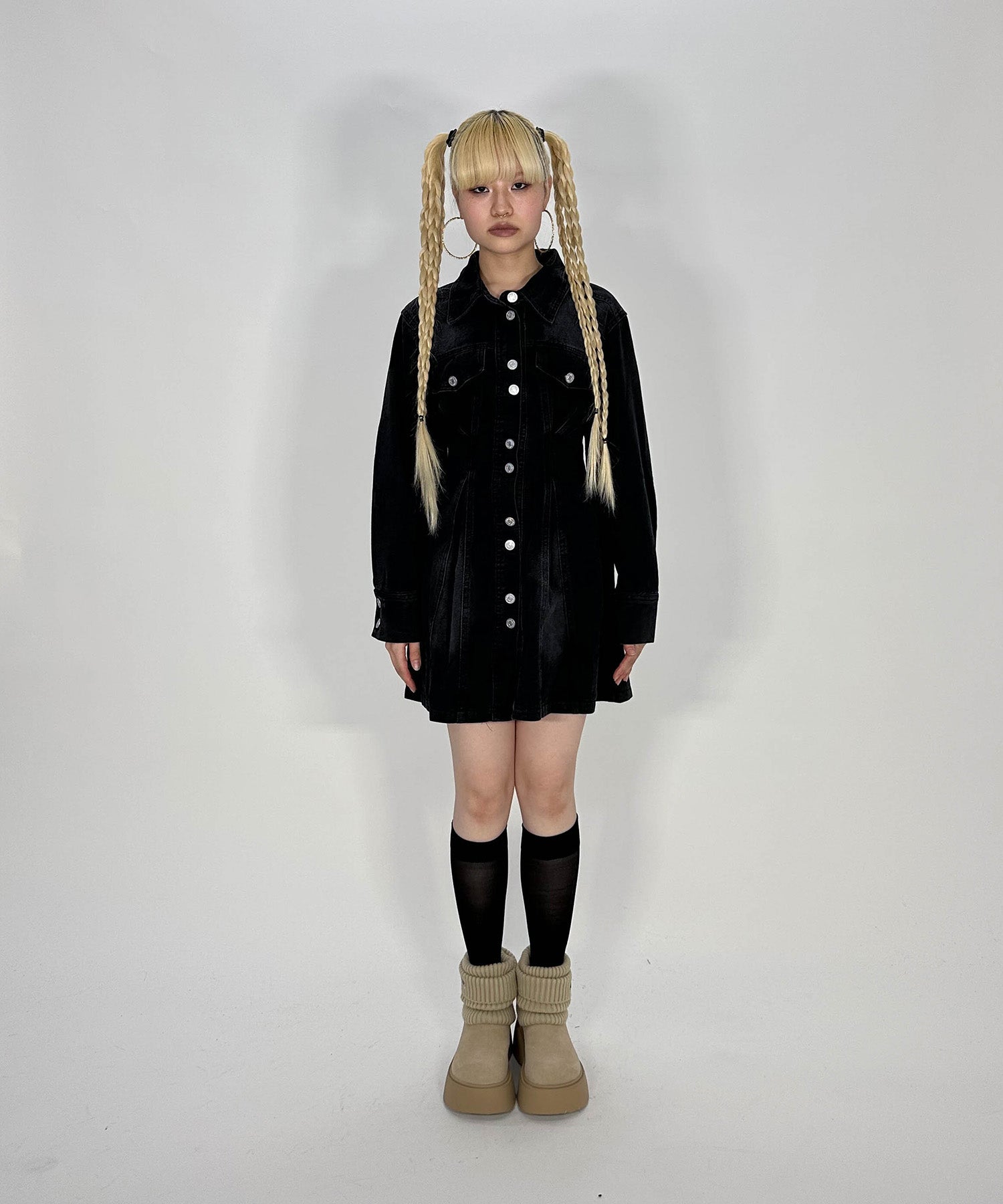 ウエストタックデニムワンピース