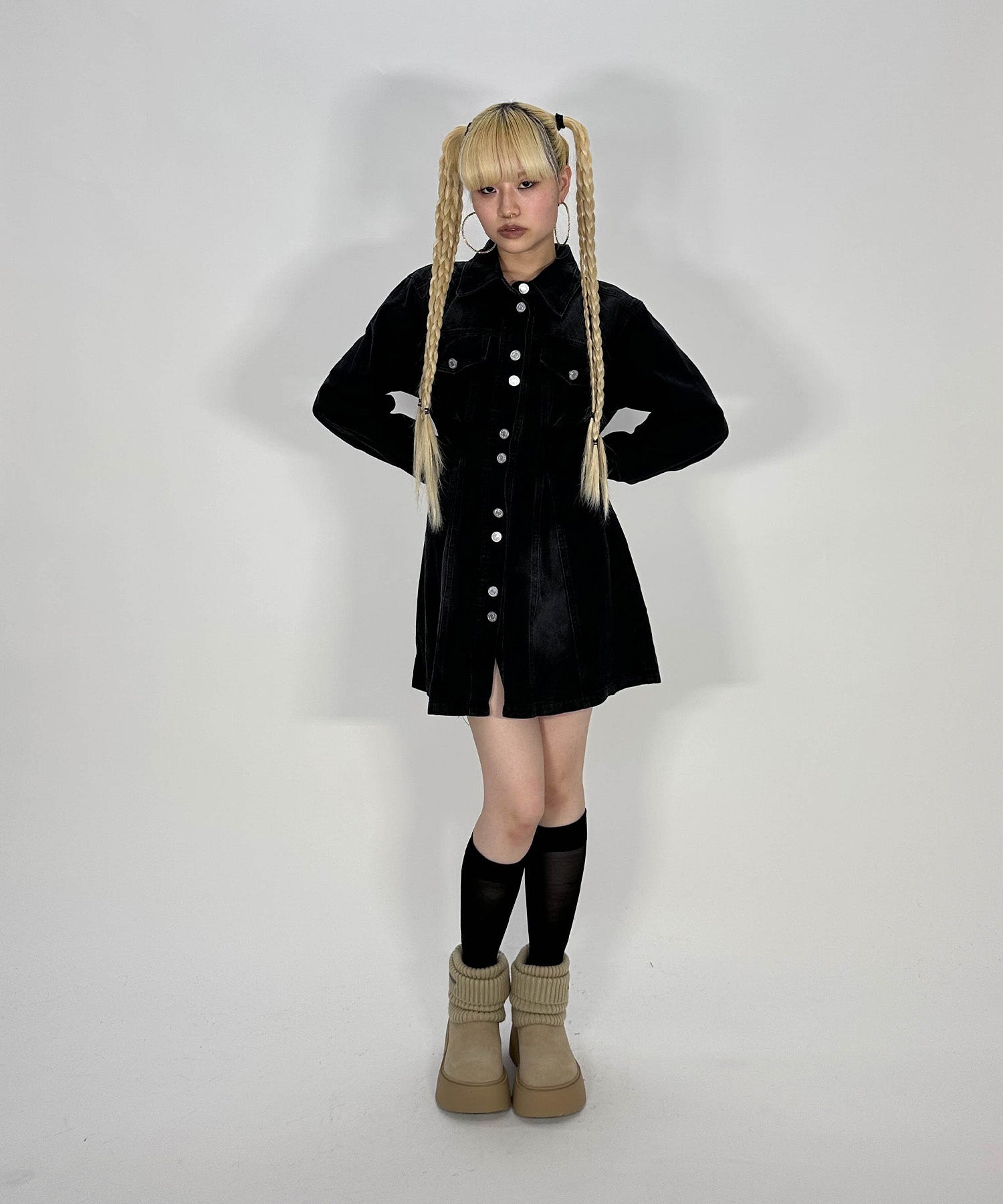 ウエストタックデニムワンピース