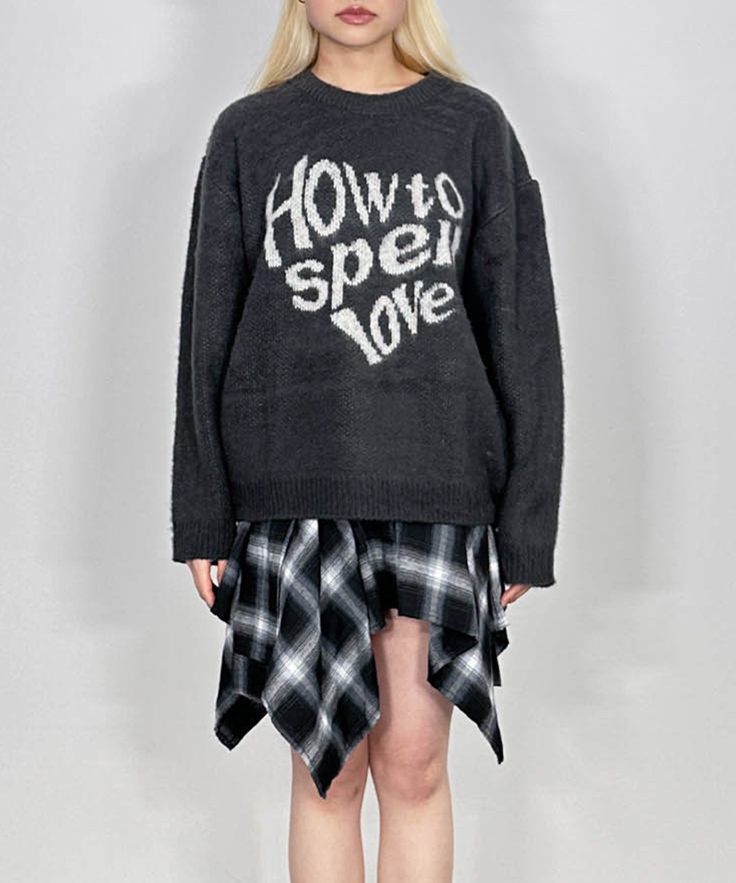 ハートレタリングニット